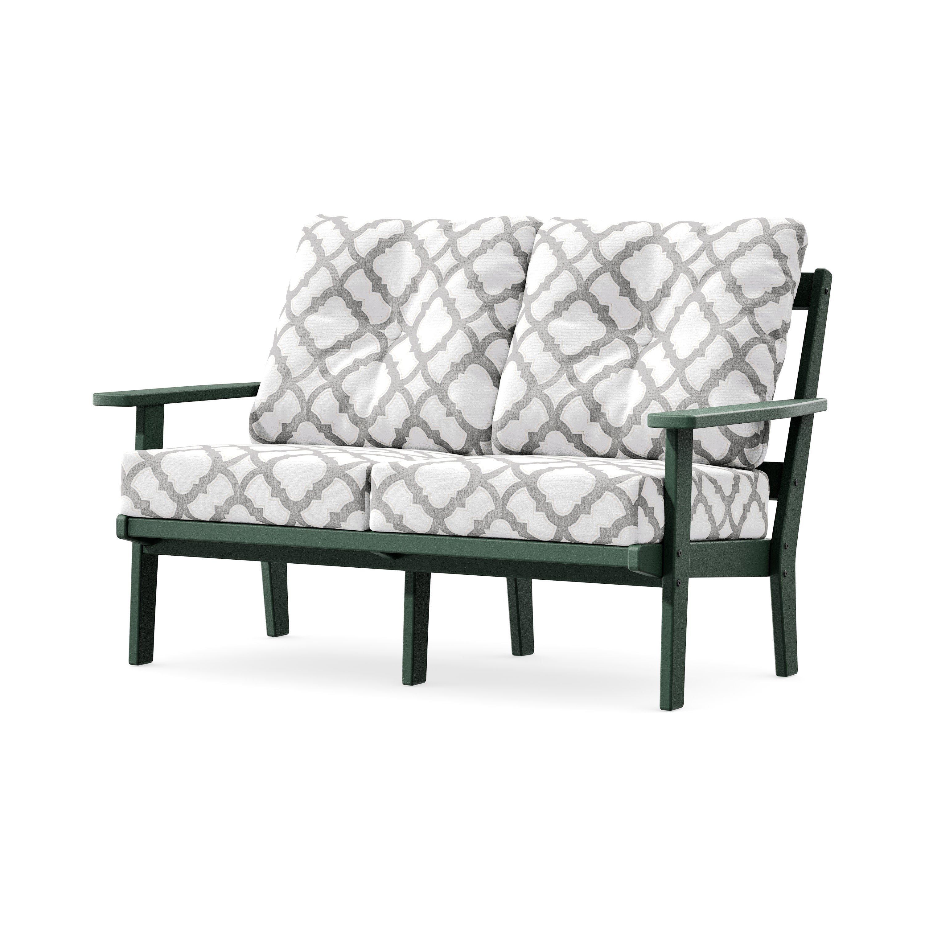 Prairie Deep SeatingLoveseat in Green / Trellis Grey Mist