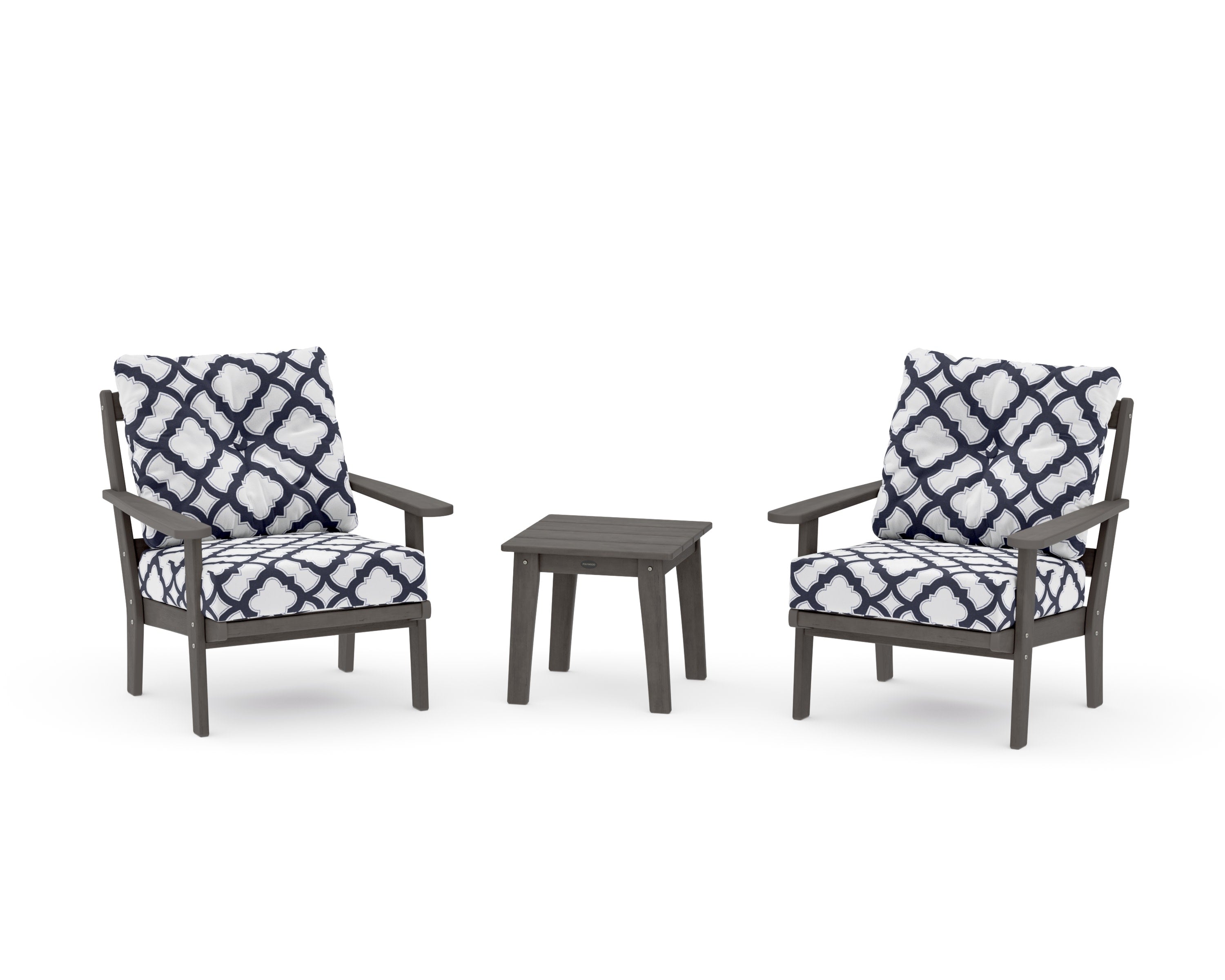 Mission 3-Piece Deep Seating Set in Driftwood / Trellis Navy