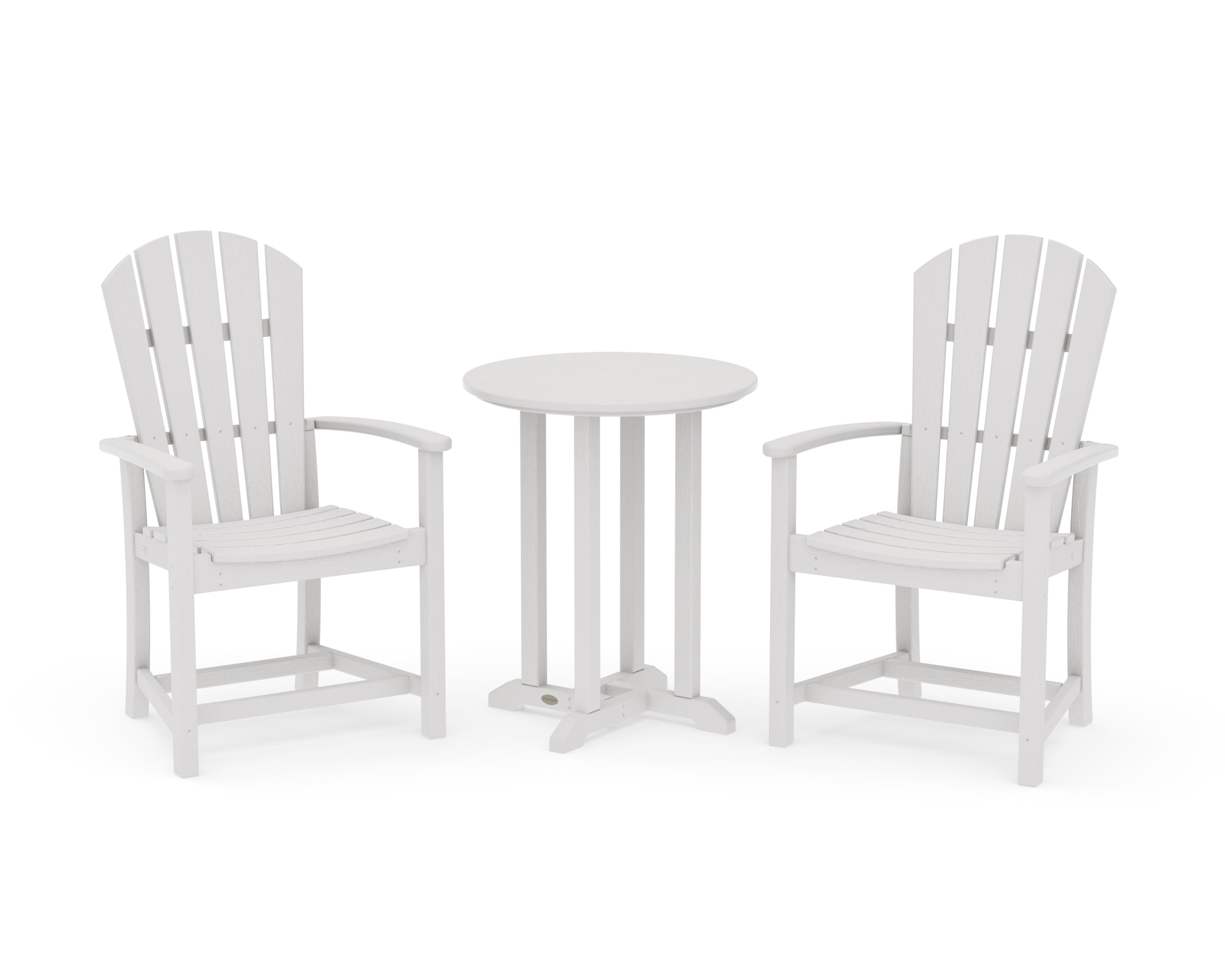 Palm Coast 3-Piece Round Farmhouse Bistro Dining Set in Vintage White