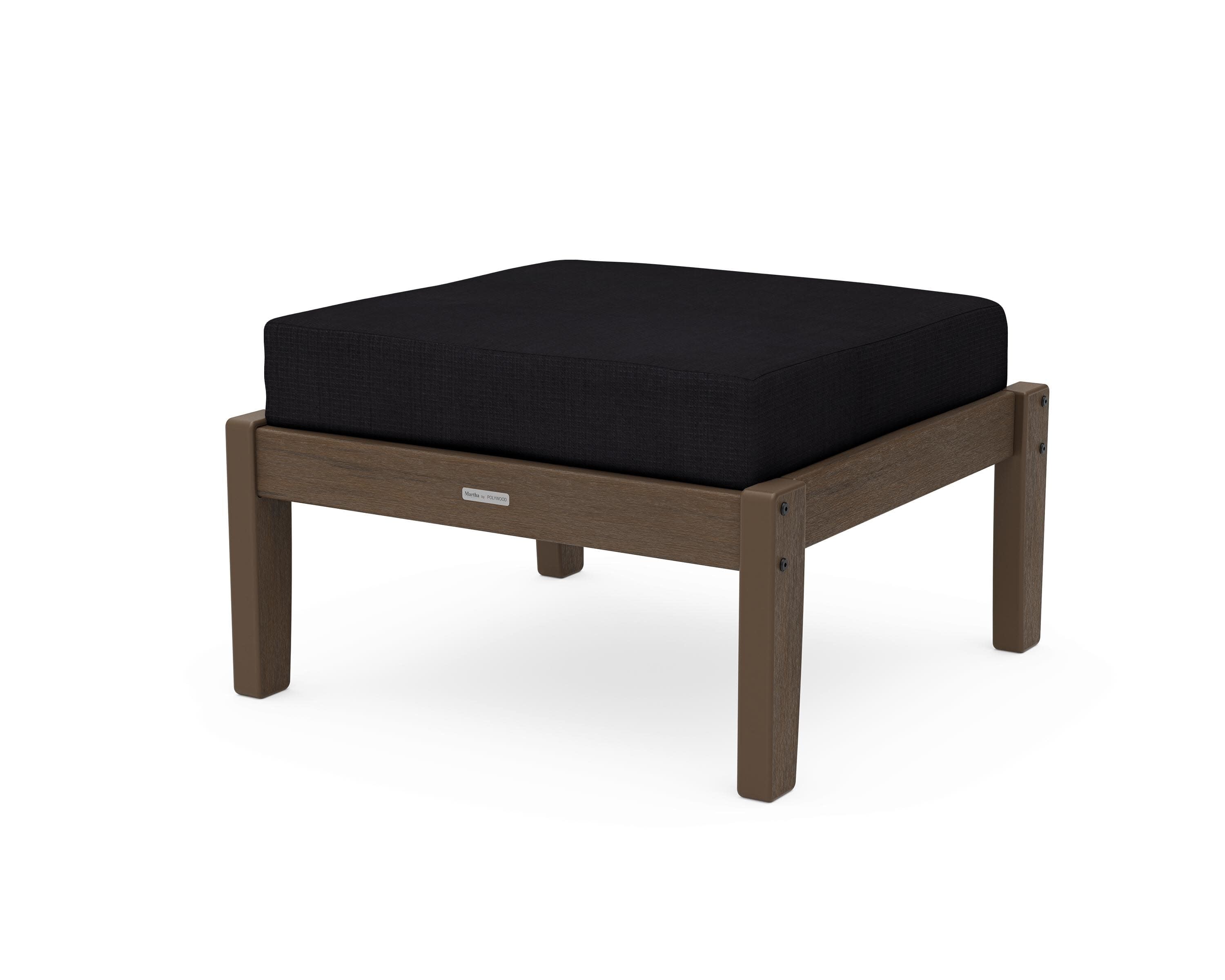 Chinoiserie Deep Seating Ottoman in Kona / Midnight Linen