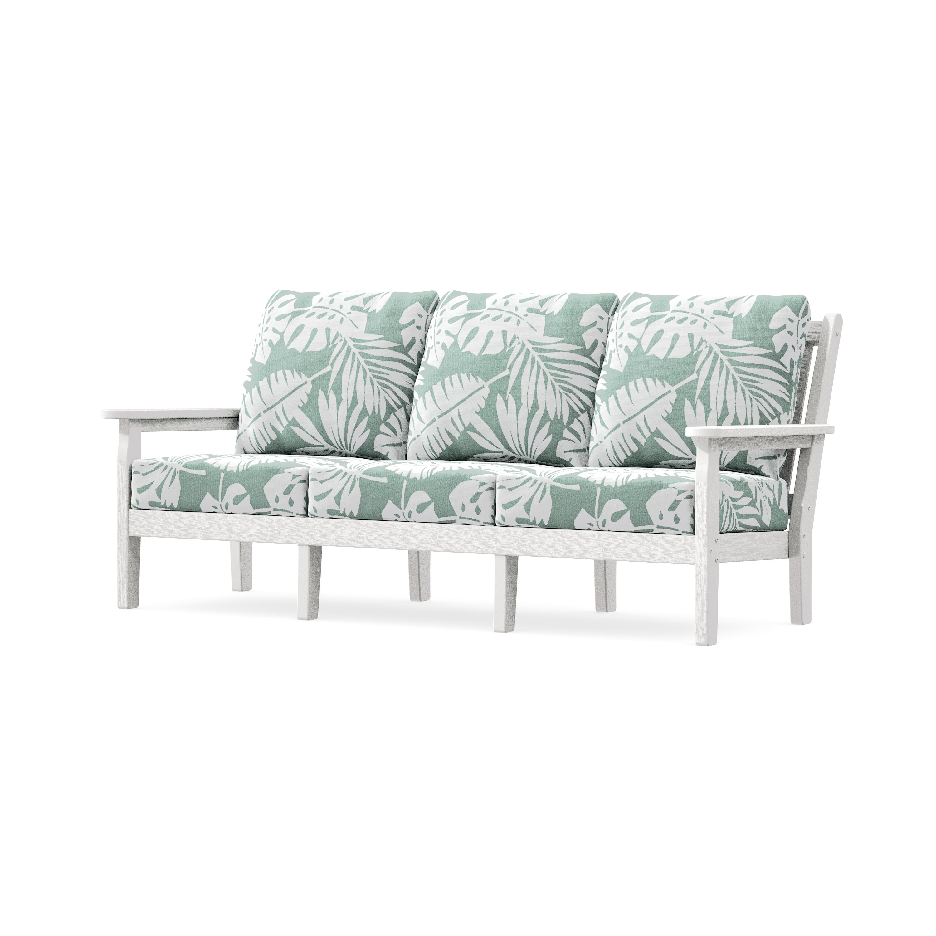 Chippendale Deep Seating Sofa in Vintage White / Leaf Glacier Spa