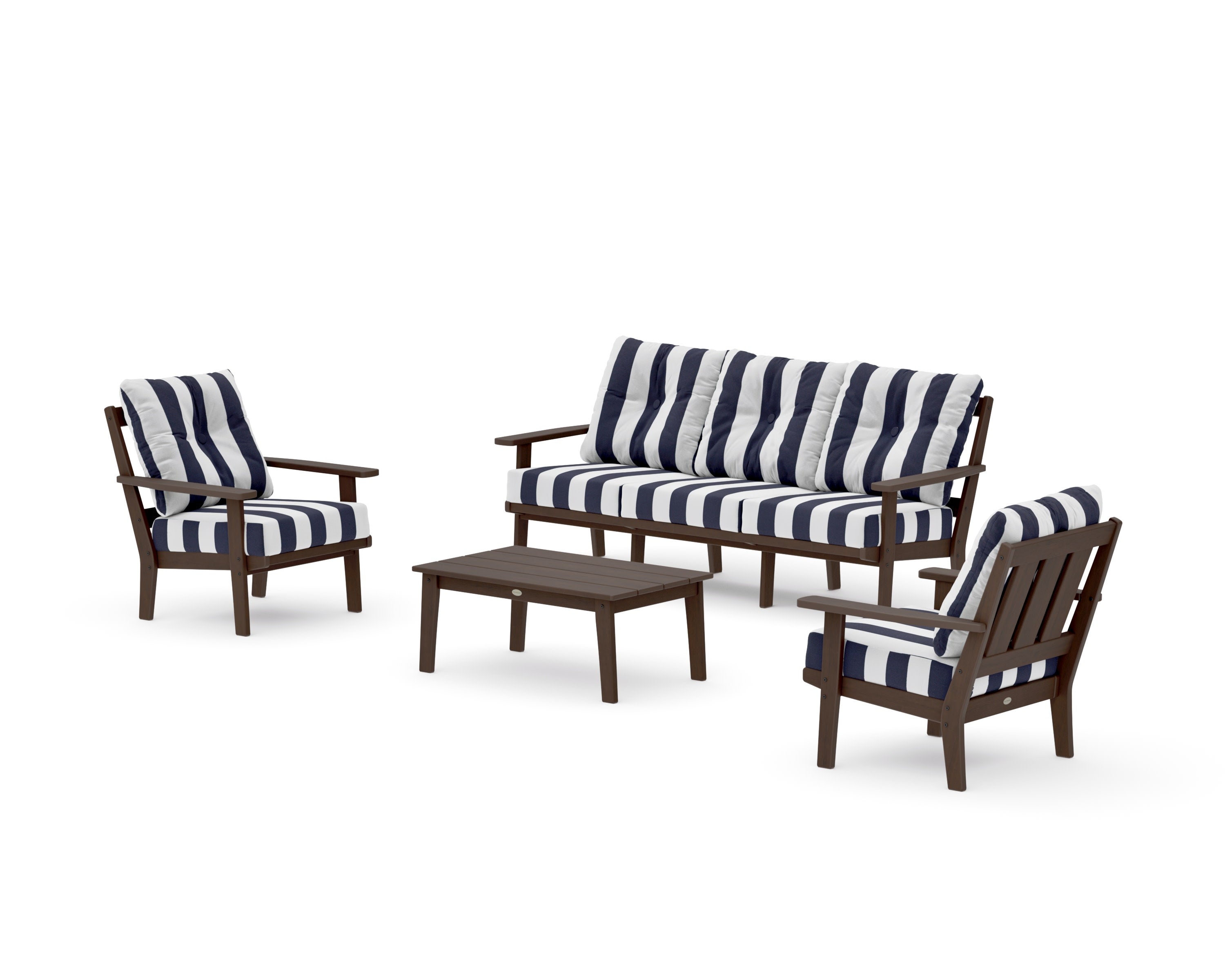 Oxford 4-Piece Deep Seating Set with Sofa in Kona / Cabana Stripe Navy