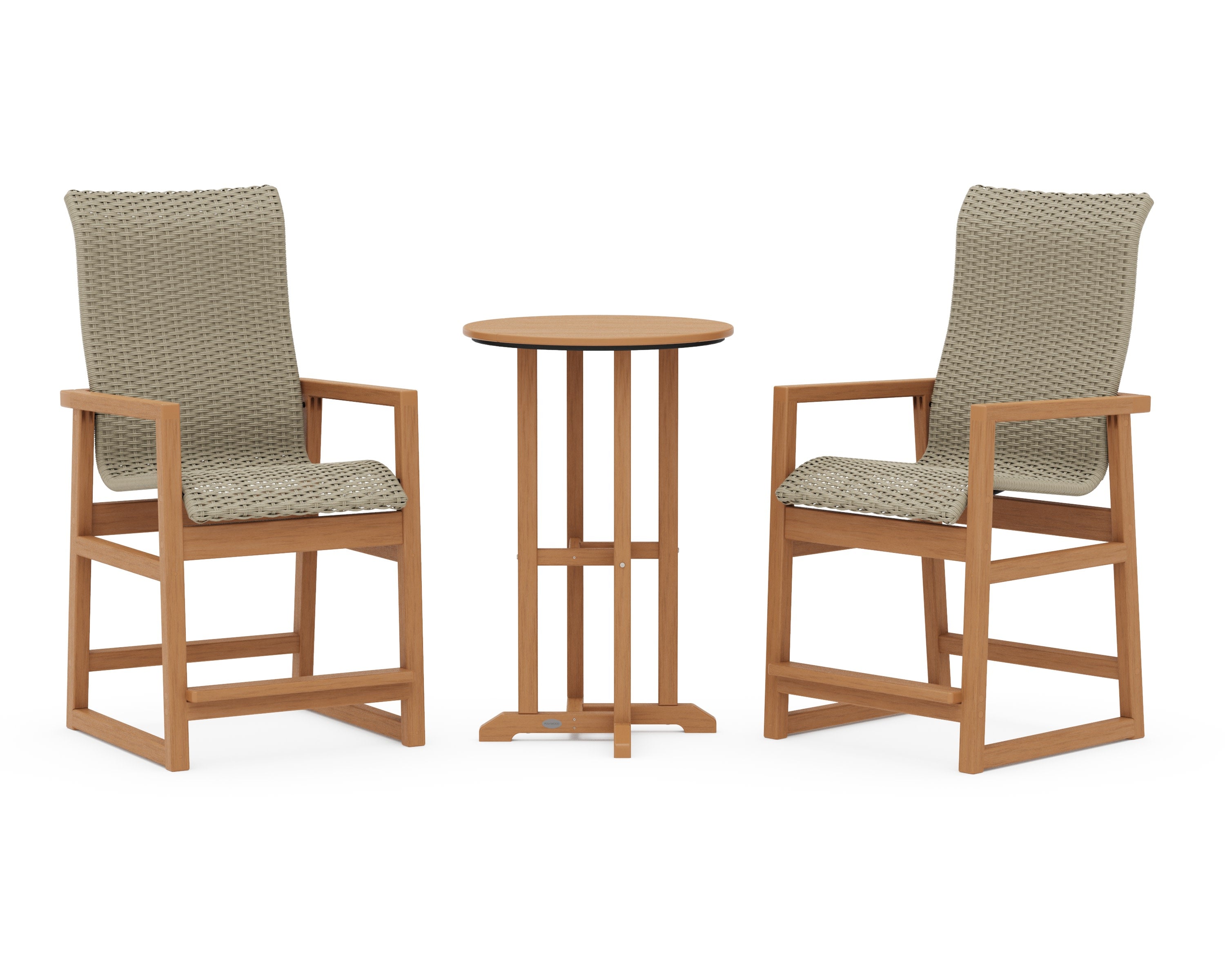 EDGE Woven Highback 3-Piece Farmhouse Counter Set in Natural / Dune Grass