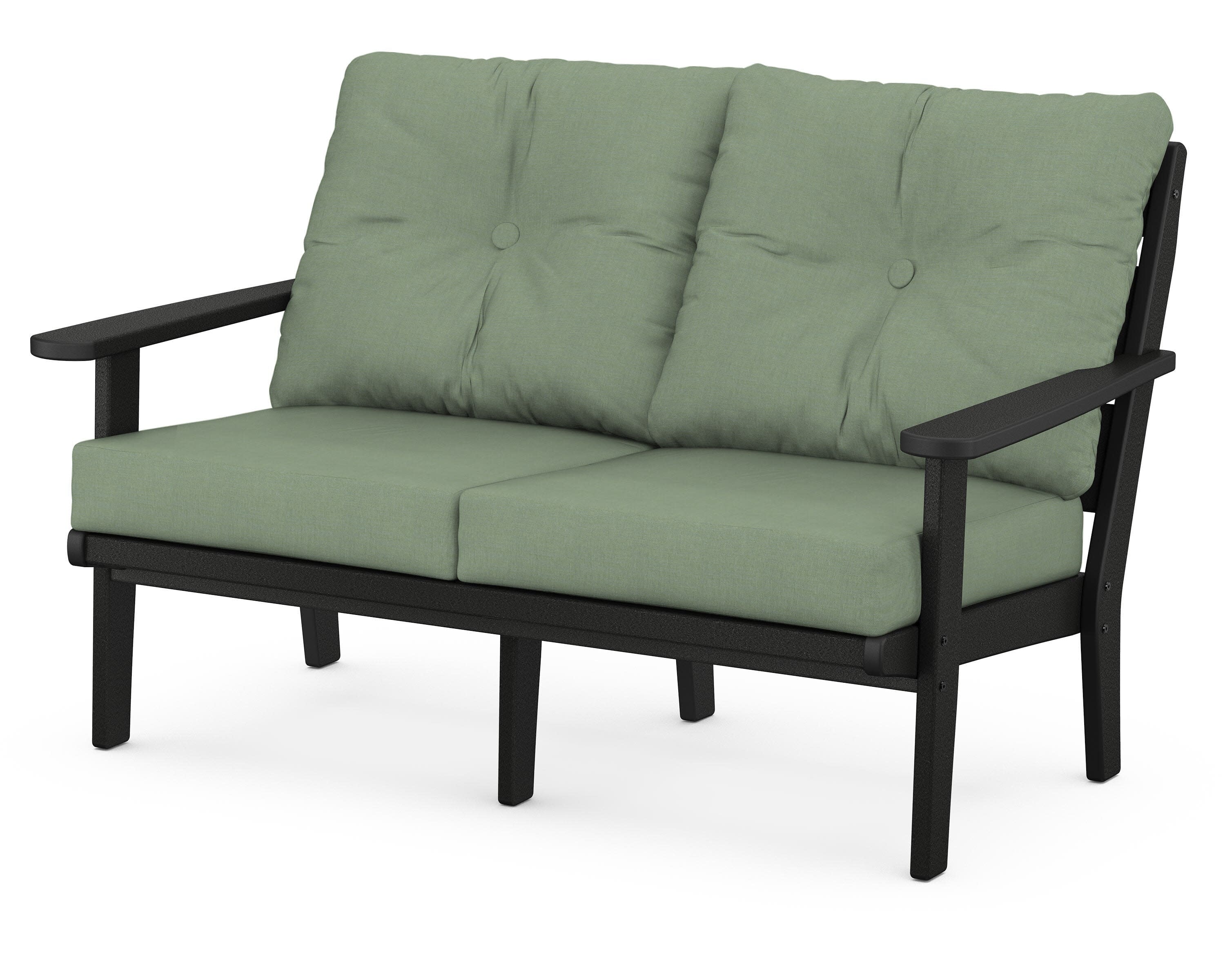 Lakeside Deep Seating Loveseat in Black / Exhale Rainwashed