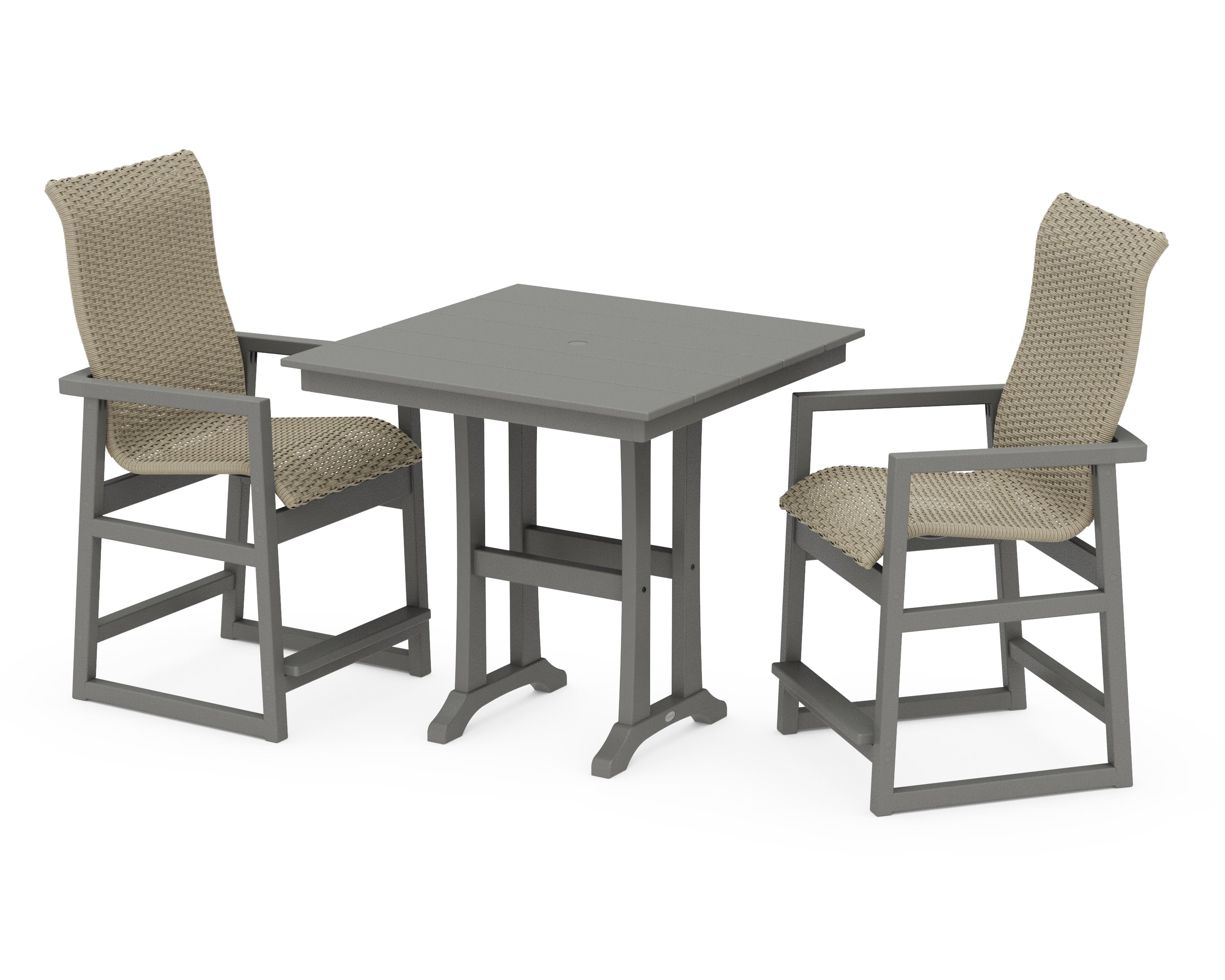 EDGE Woven Highback 3-Piece Farmhouse Counter Set with Trestle Legs