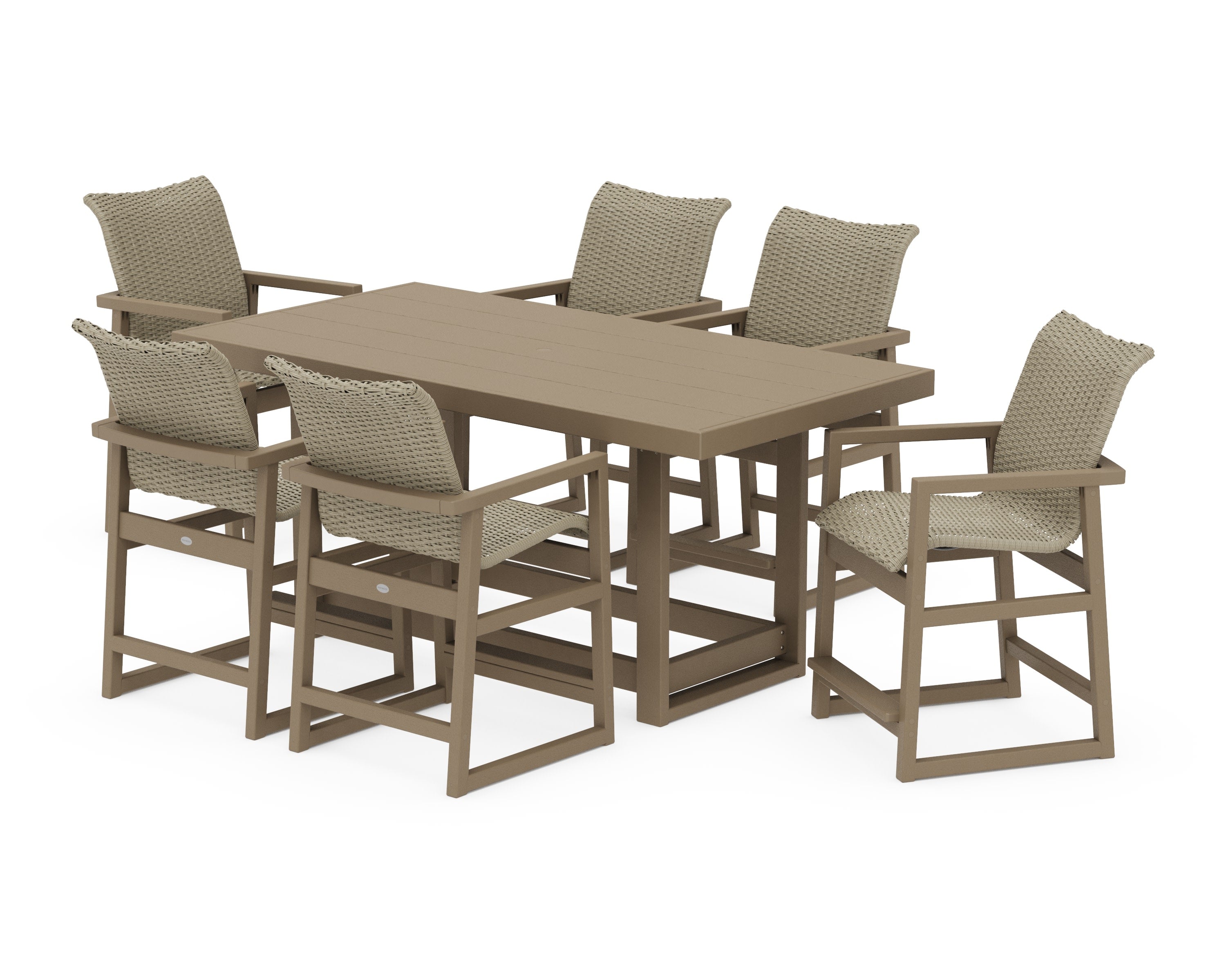 EDGE Woven Arm Chair 7-Piece Counter Set in Vintage Sahara / Dune Grass