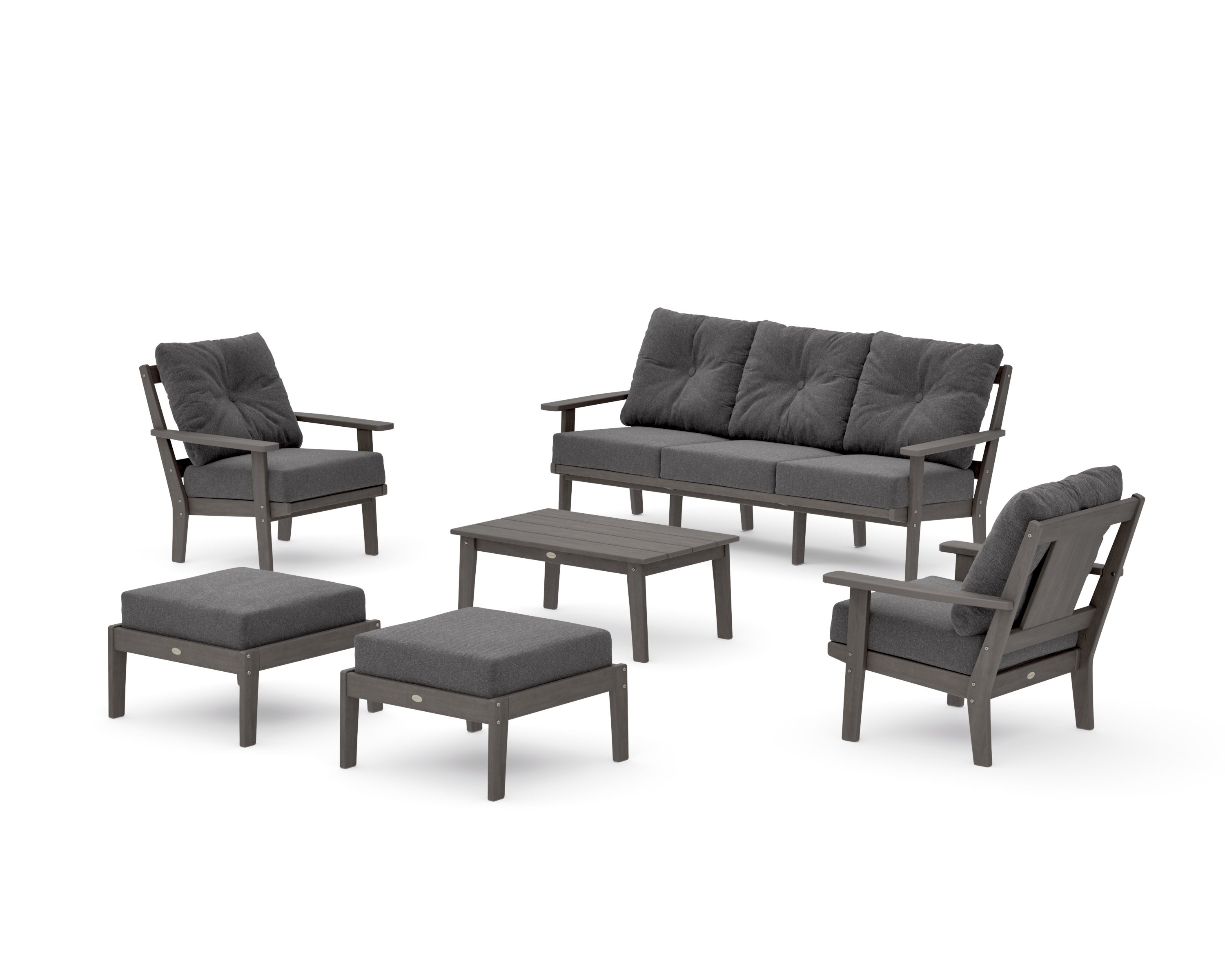 Prairie 6-Piece Lounge Sofa Set in Driftwood / Ash Charcoal