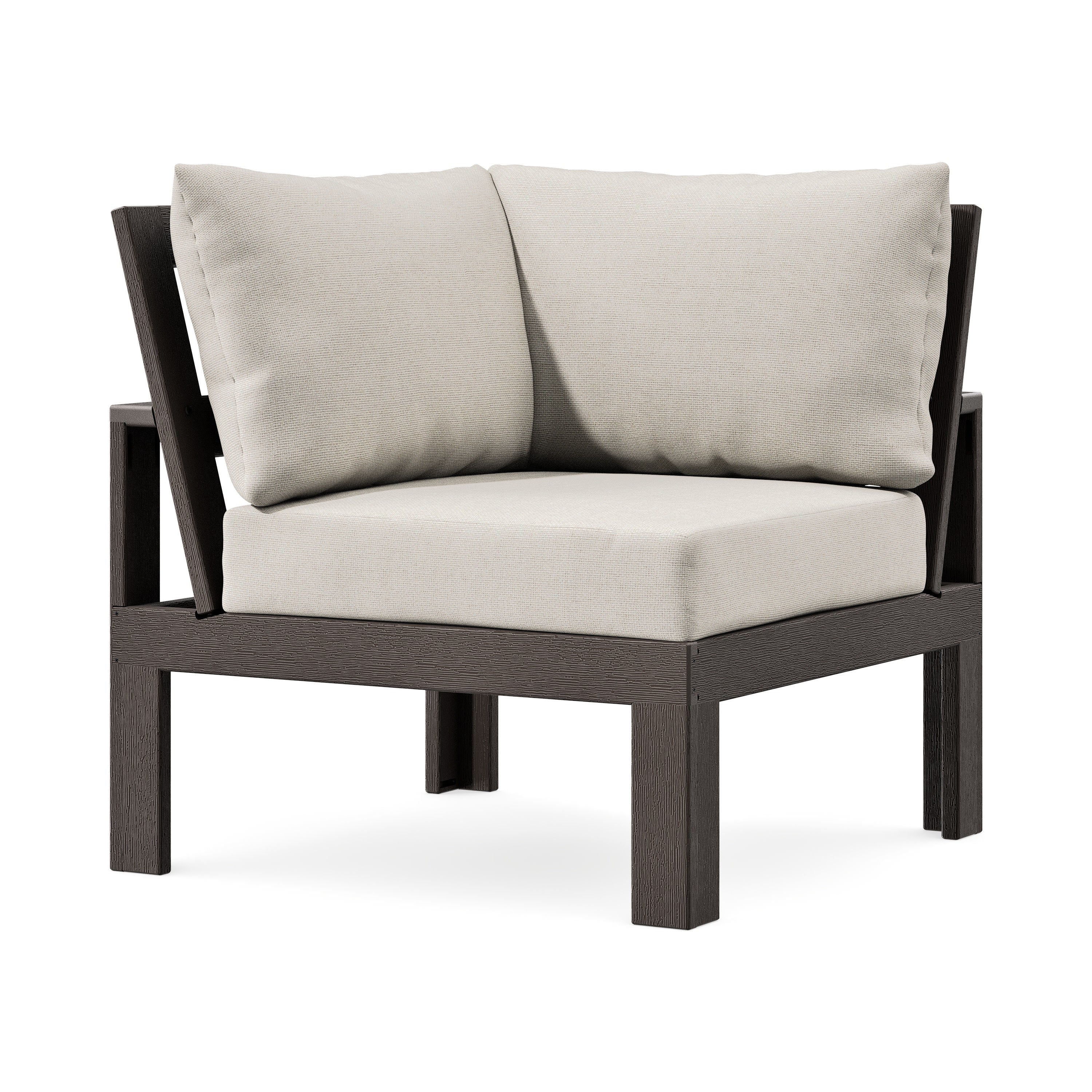 Modular Corner Chair in Vintage Coffee / Dune Burlap