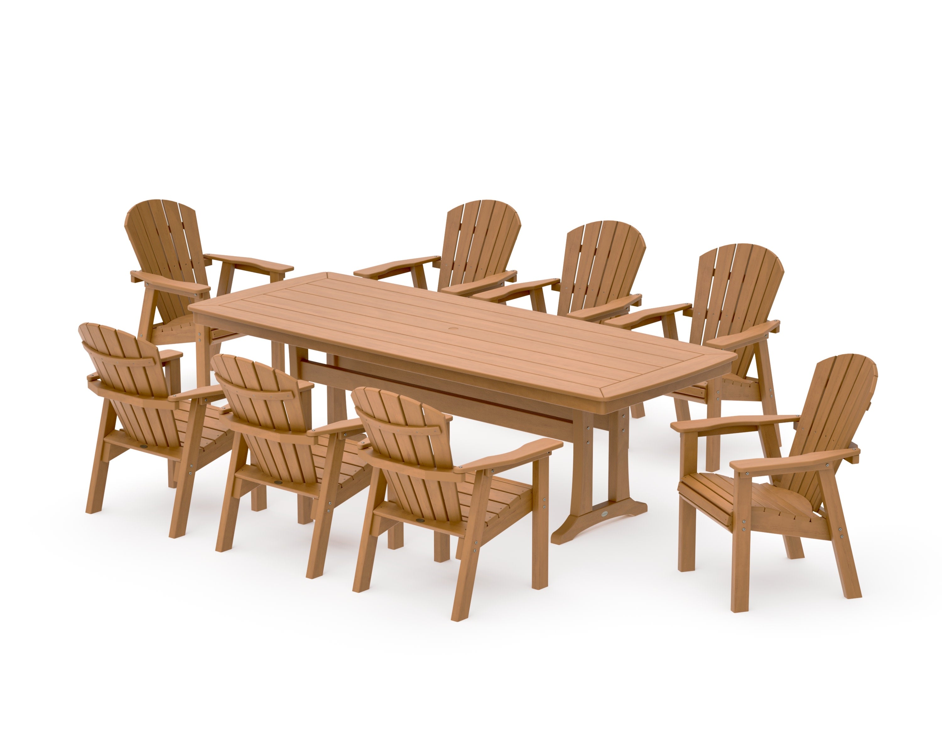 Seashell 9-Piece Dining Set with Trestle Legs in Natural