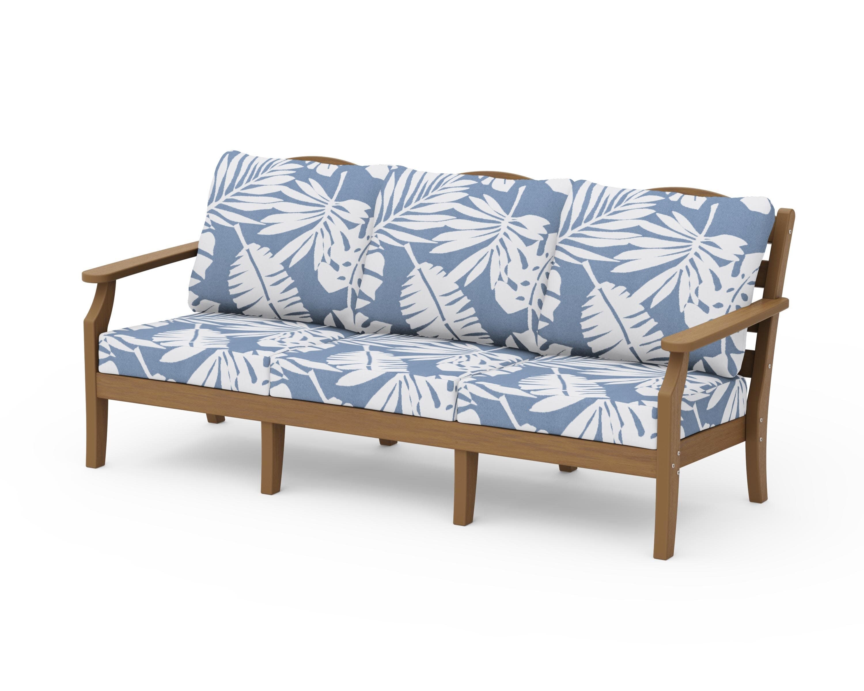 Savannah Deep Seating Sofa in Natural / Leaf Sky Blue