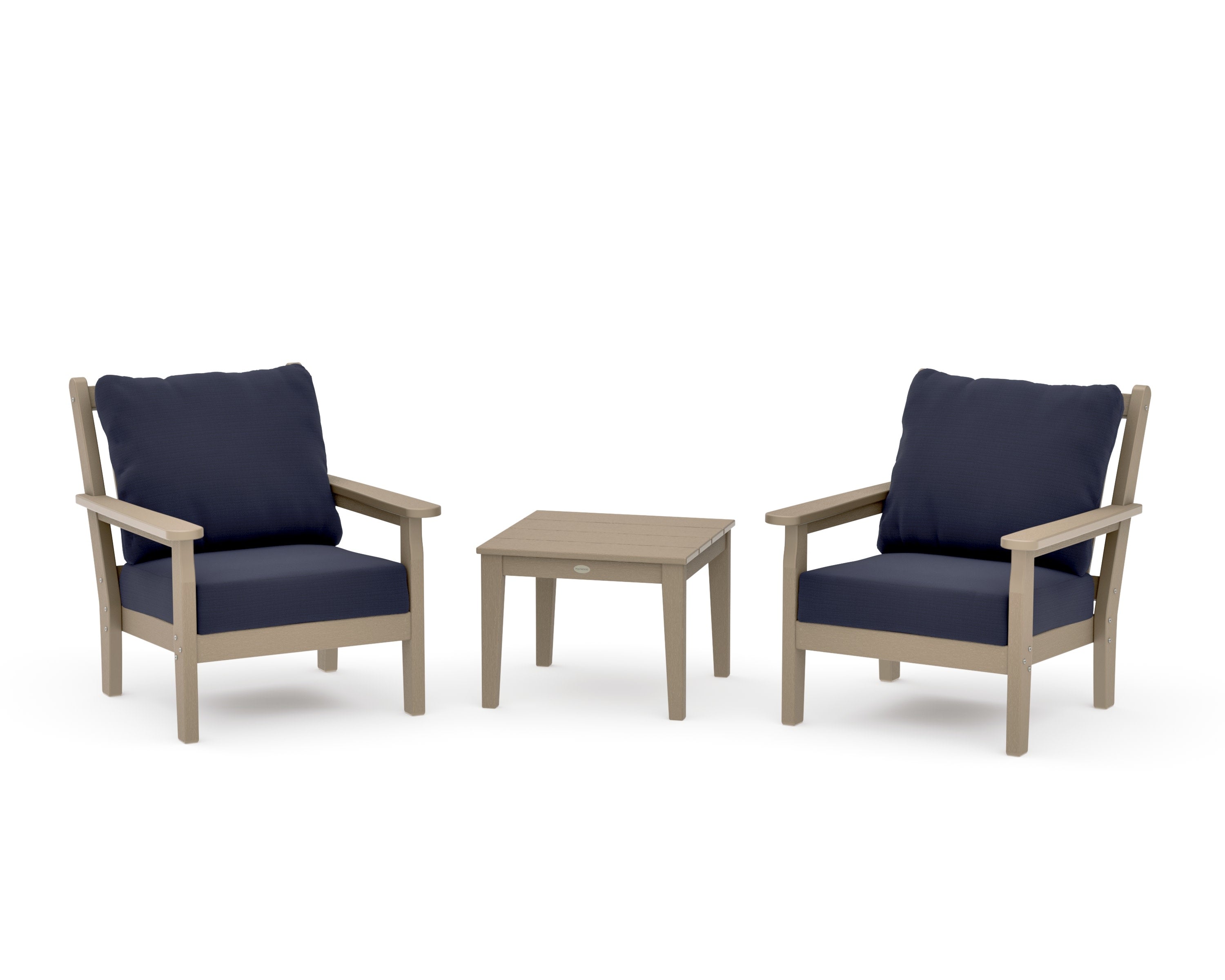 Chippendale 3-Piece Deep Seating Set in Vintage Sahara / Navy Linen