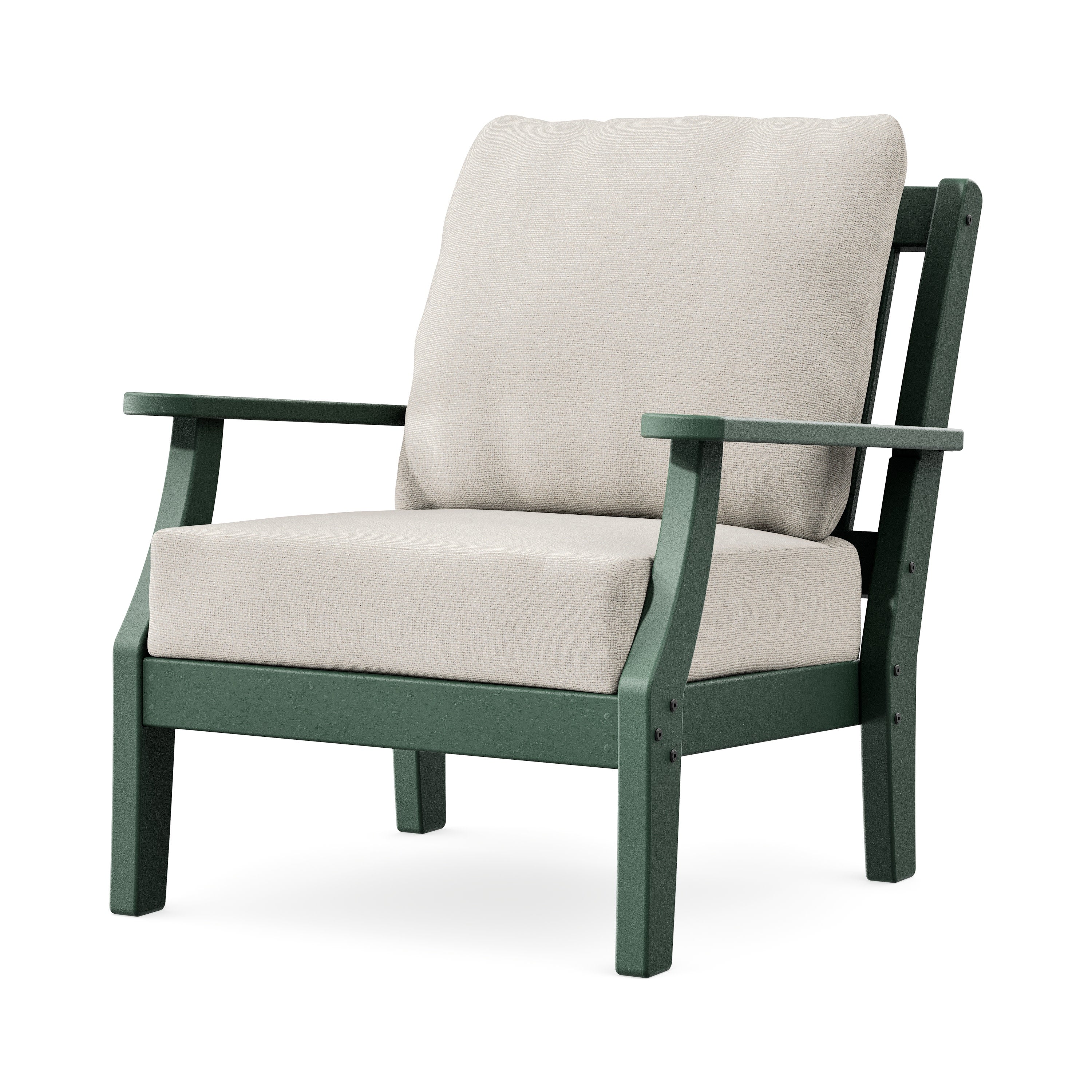Chinoiserie Deep Seating Chair in Green / Dune Burlap