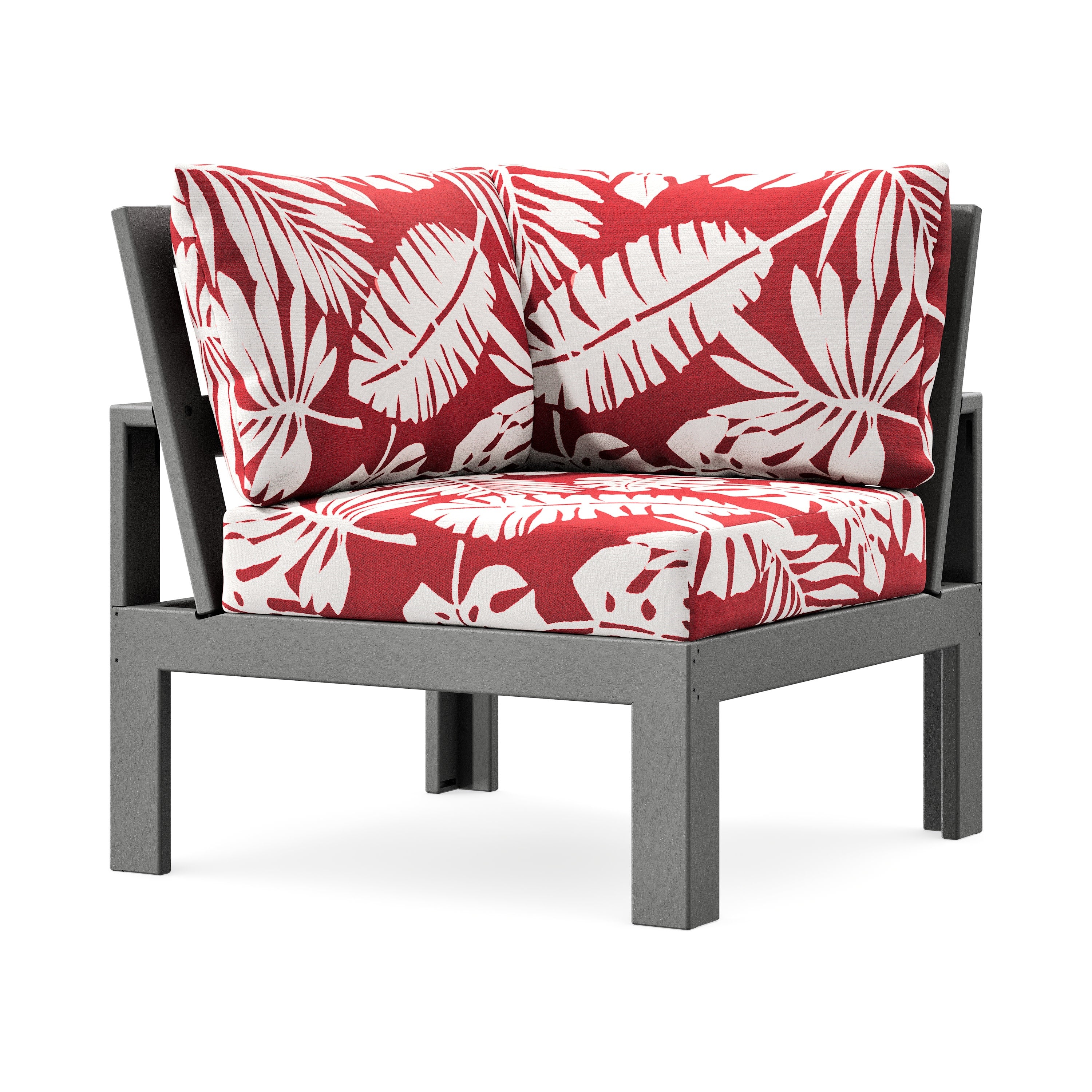 Modular Corner Chair in Slate Grey / Leaf Crimson