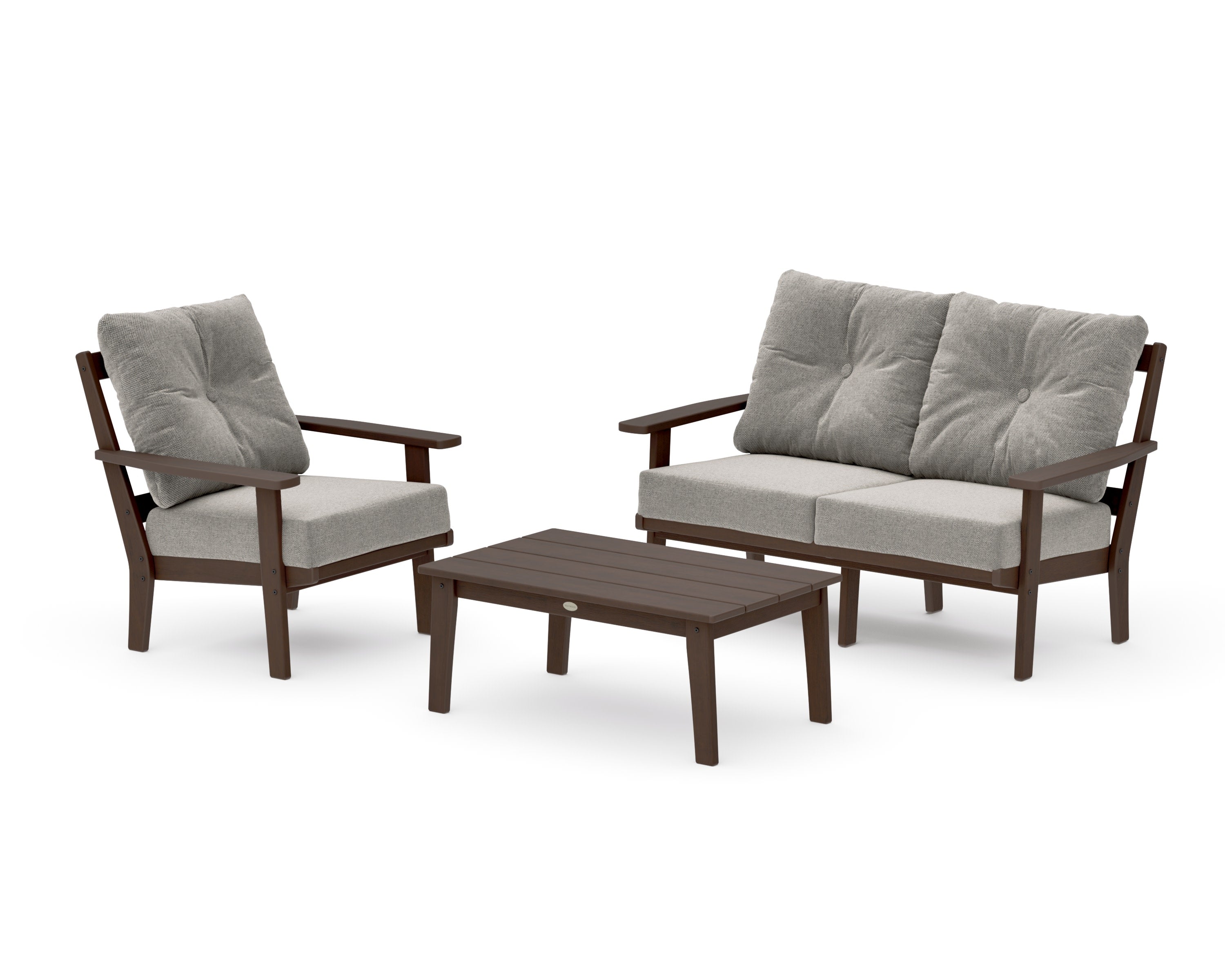 Oxford 3-Piece Deep Seating Set with Loveseat in Kona / Weathered Tweed