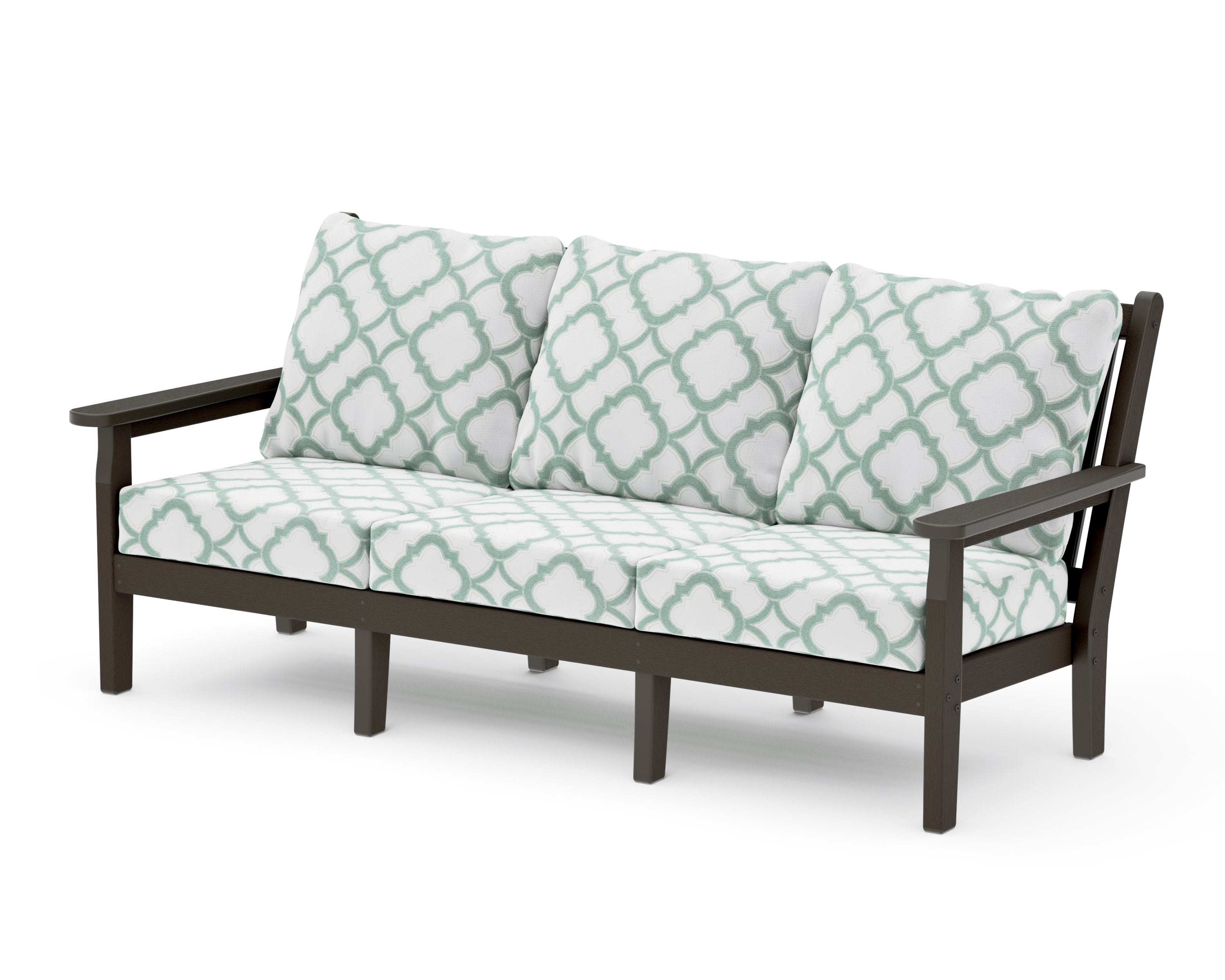 Chippendale Deep Seating Sofa in Vintage Coffee / Trellis Glacier Spa