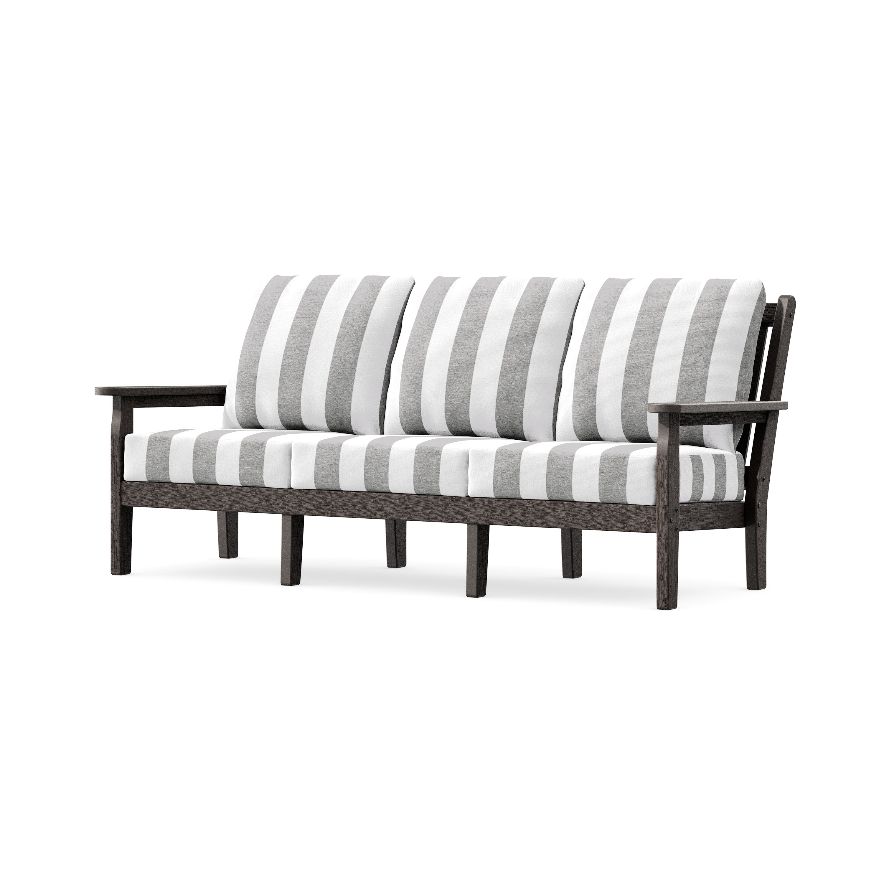 Chippendale Deep Seating Sofa in Vintage Coffee / Cabana Stripe Grey Mist