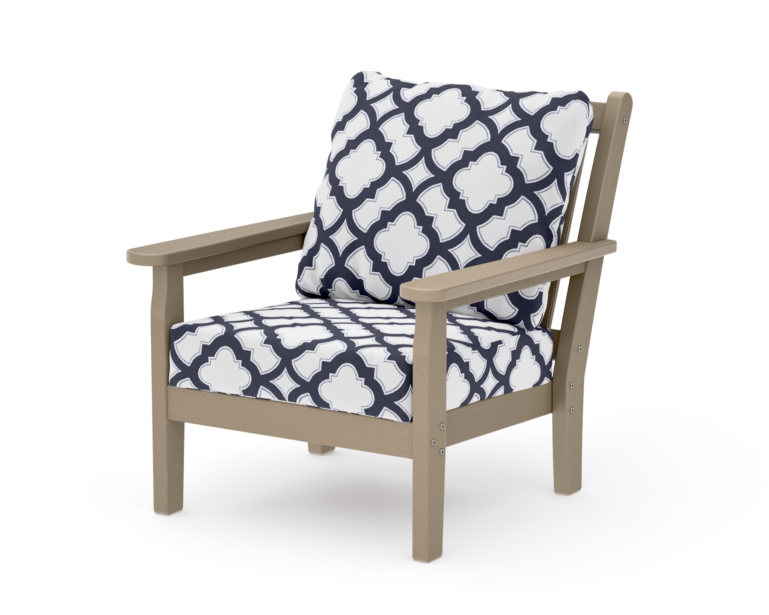 Chippendale Deep Seating Chair in Vintage Sahara / Trellis Navy