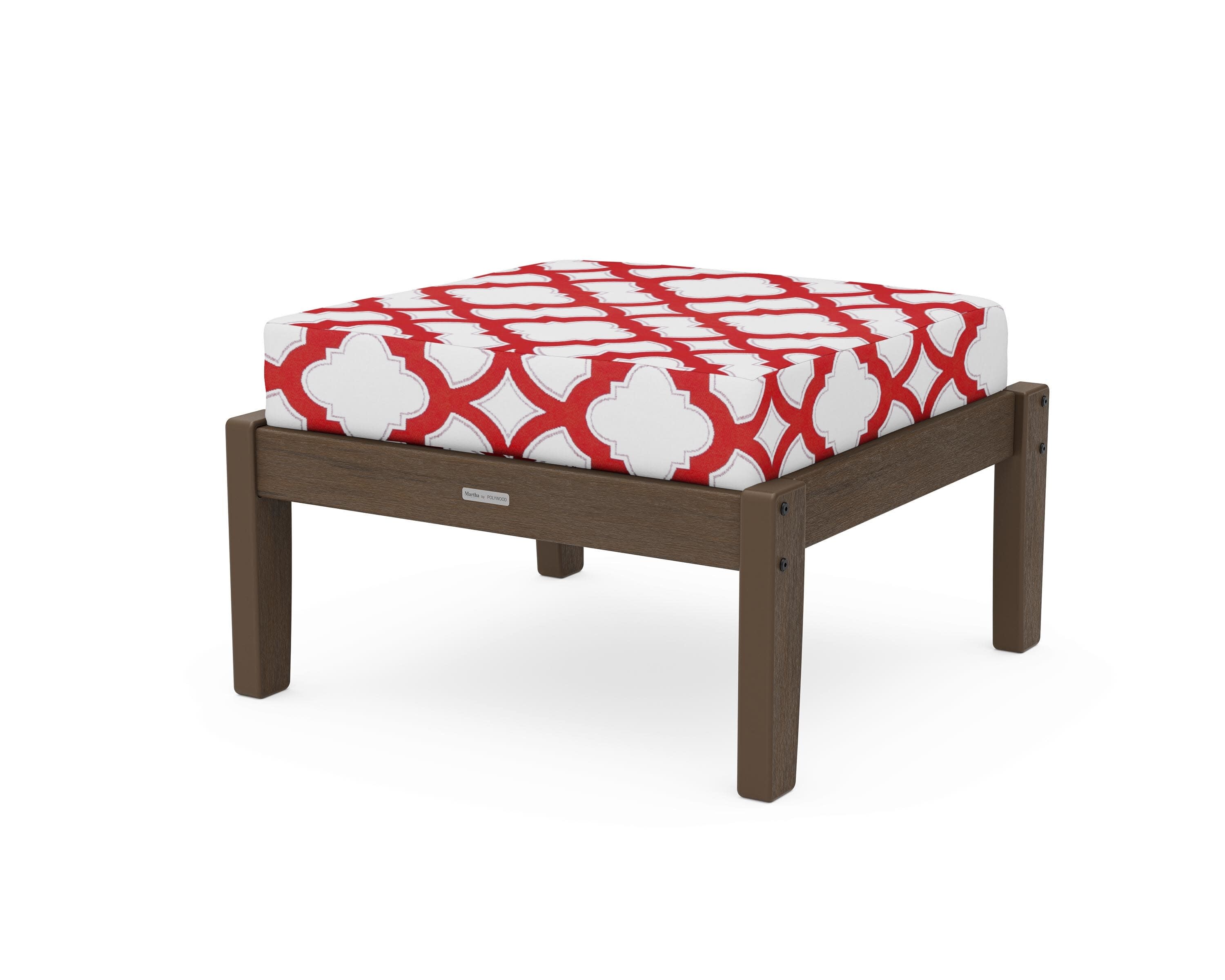 Chinoiserie Deep Seating Ottoman in Kona / Trellis Crimson
