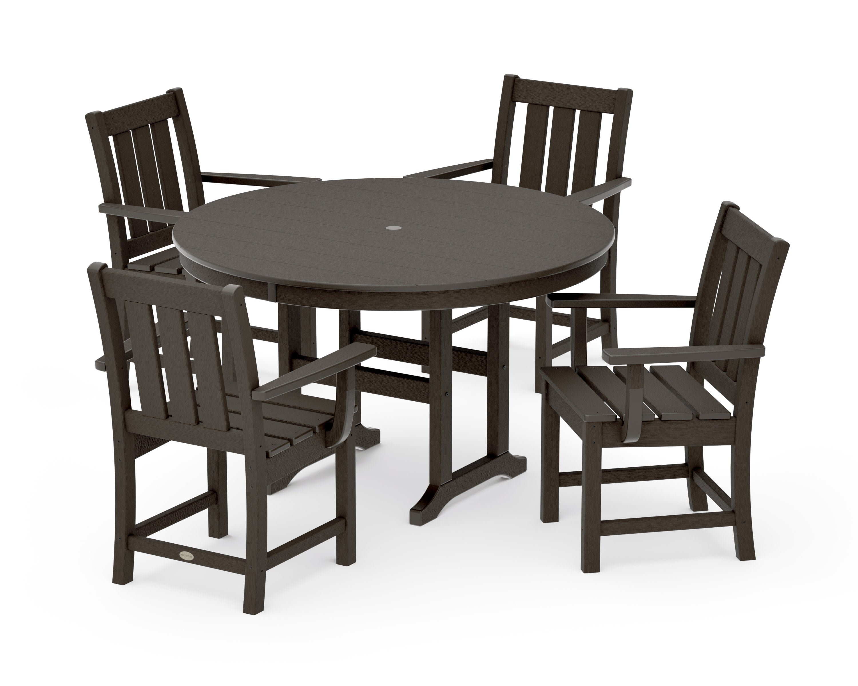 Oxford 5-Piece Round Farmhouse Dining Set in Vintage Coffee