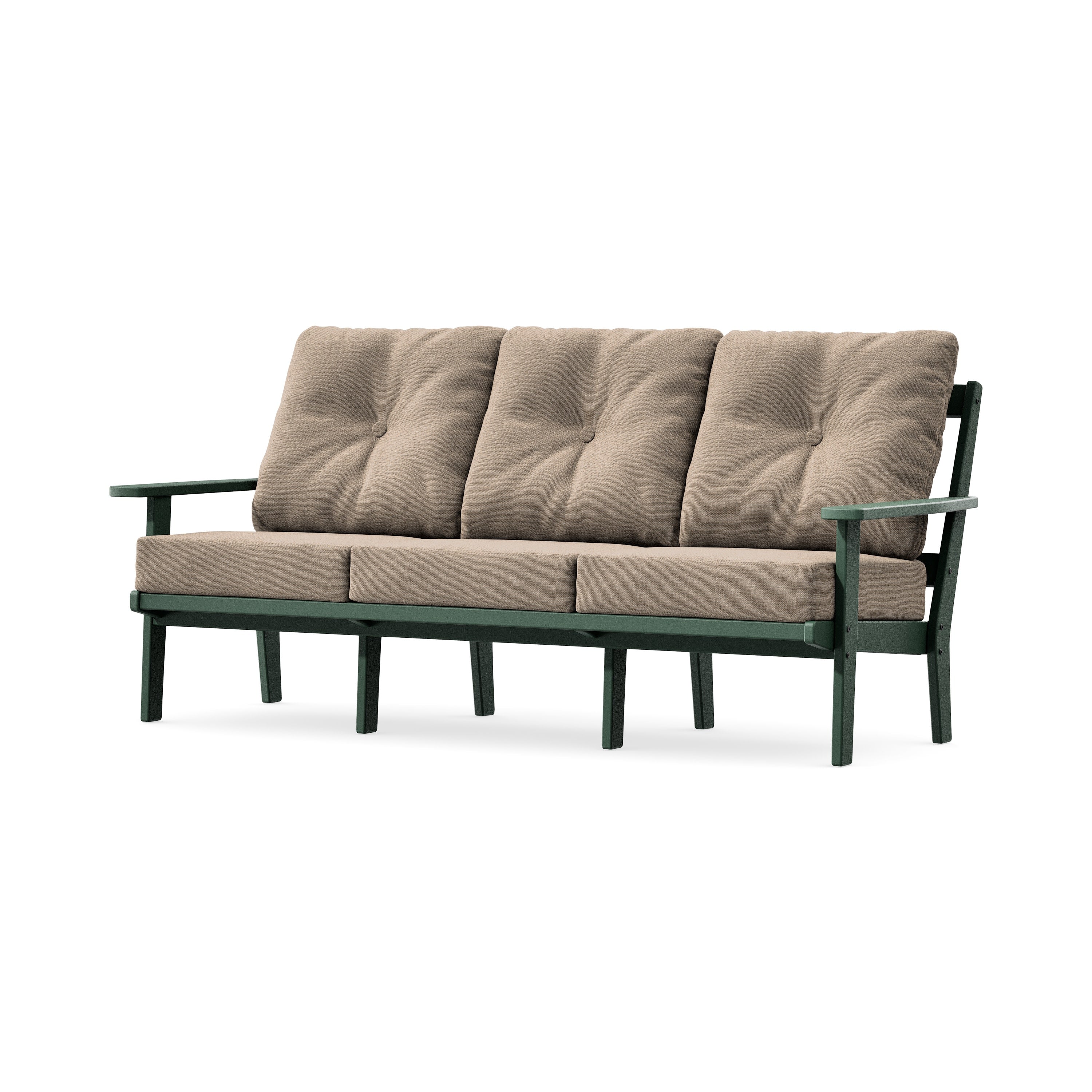 PrairieDeep Seating Sofa in Green / Spiced Burlap