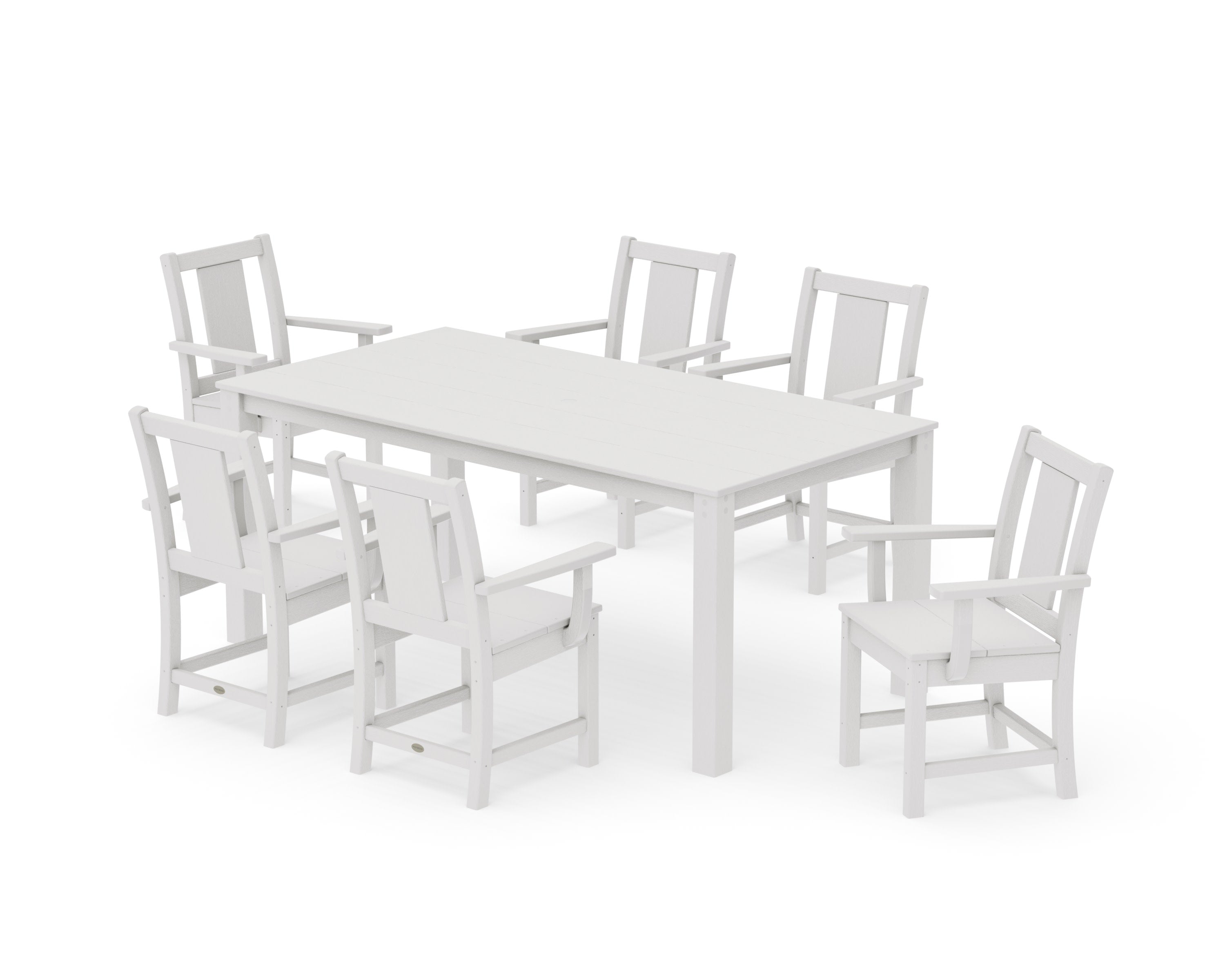 Prairie Arm Chair 7-Piece Parsons Dining Set in Vintage White