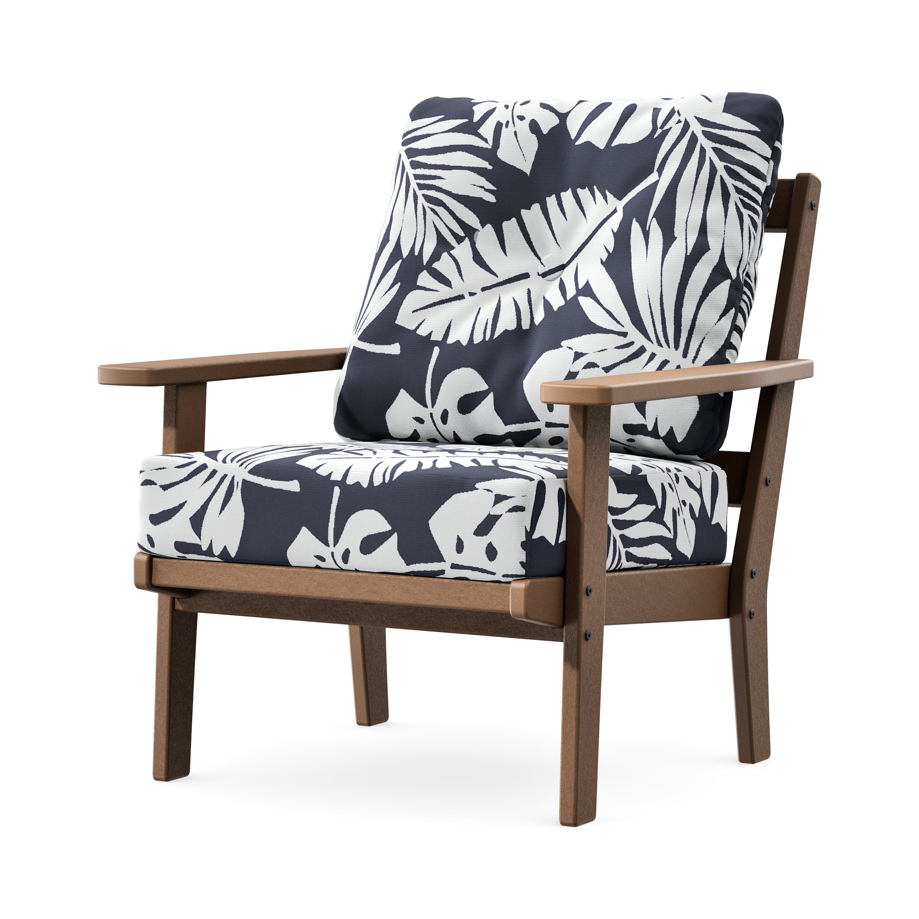 Prairie Deep Seating Chair in Teak / Leaf Navy