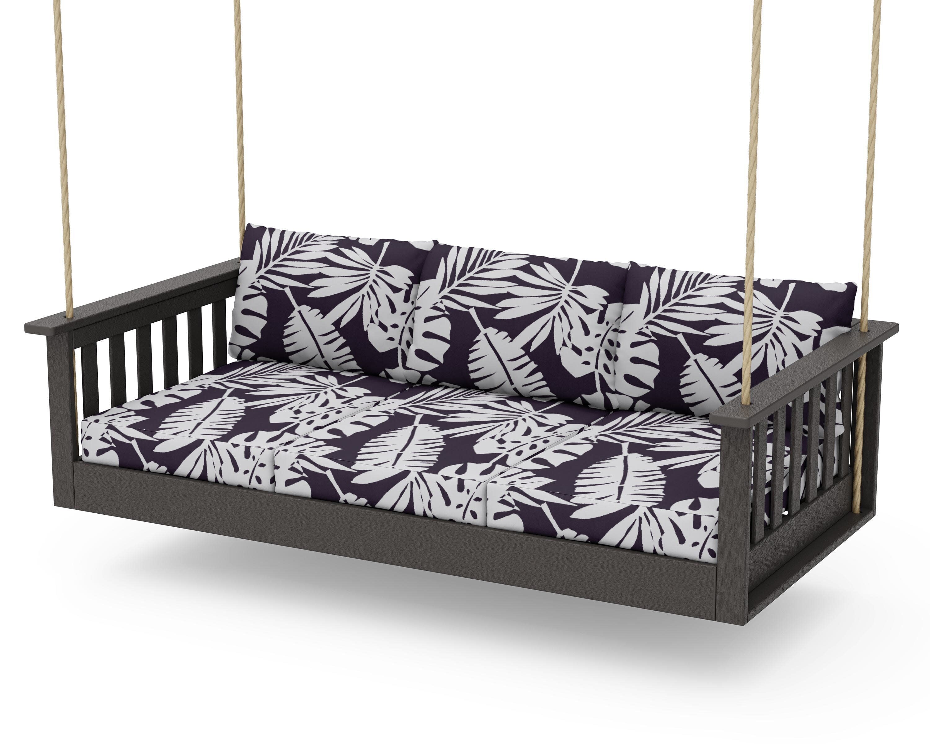 Vineyard Daybed Swing in Vintage Coffee / Leaf Navy