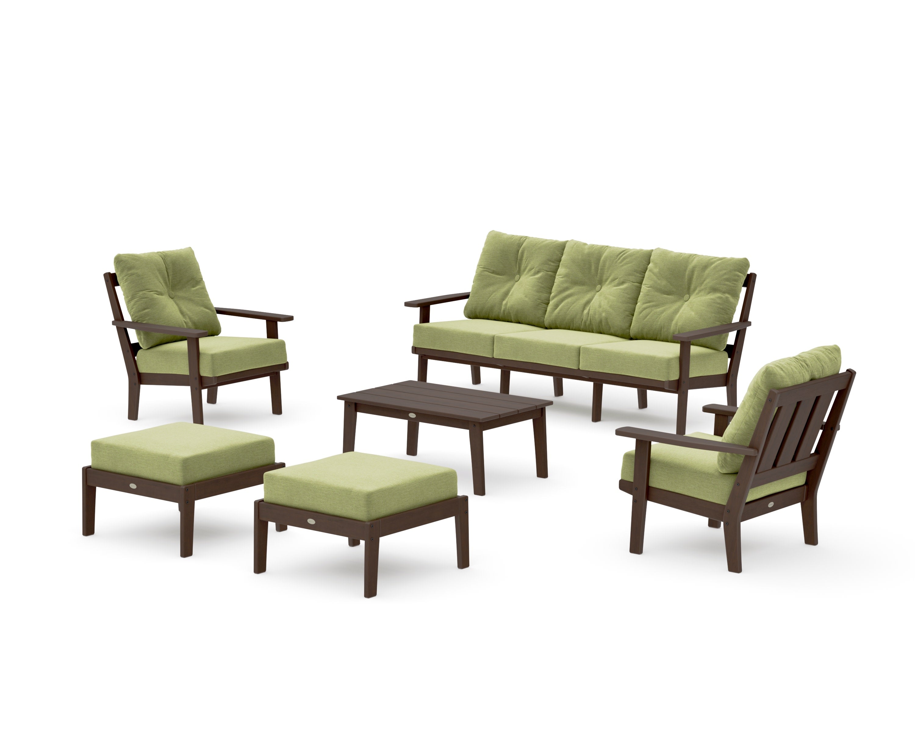 Oxford 6-Piece Lounge Sofa Set in Kona / Chartreuse Boucle