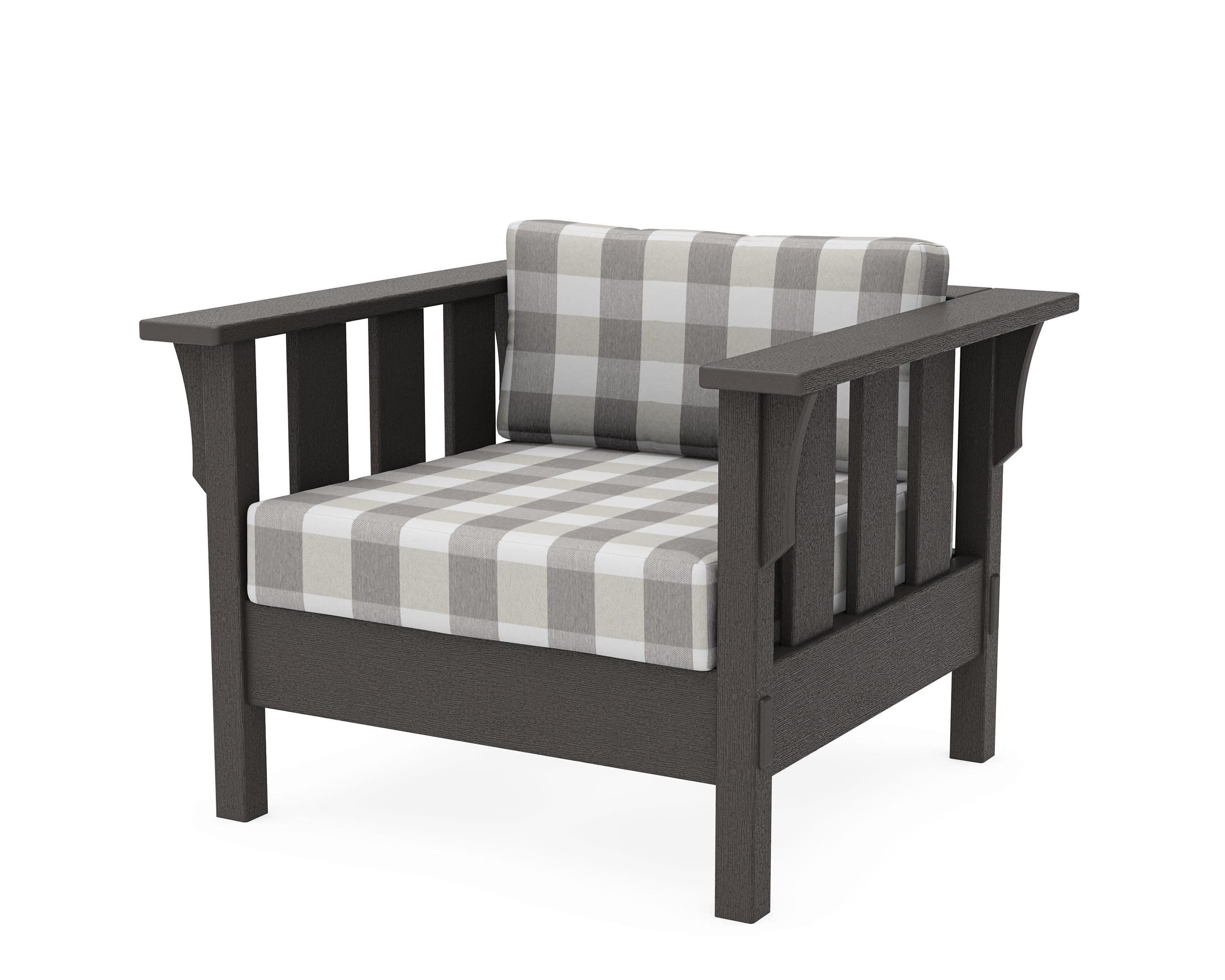 Acadia Deep Seating Chair in Vintage Coffee / Buffalo Plaid Grey Mist