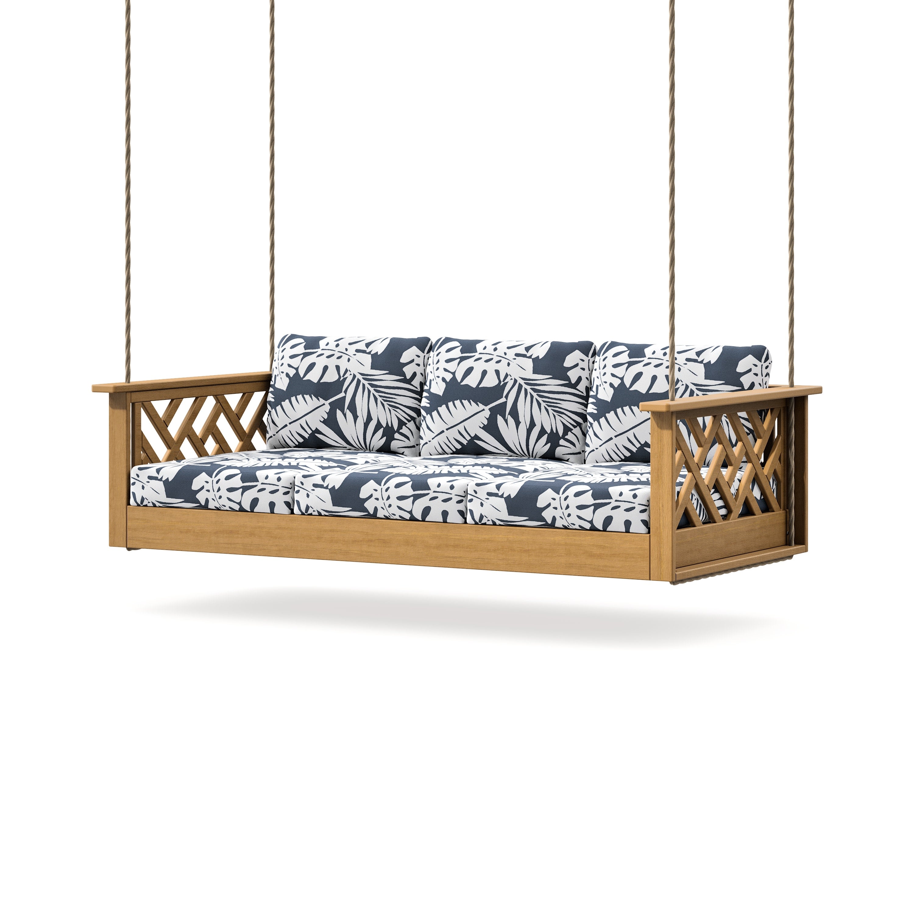 Chippendale Daybed Swing in Natural / Leaf Marine Indigo