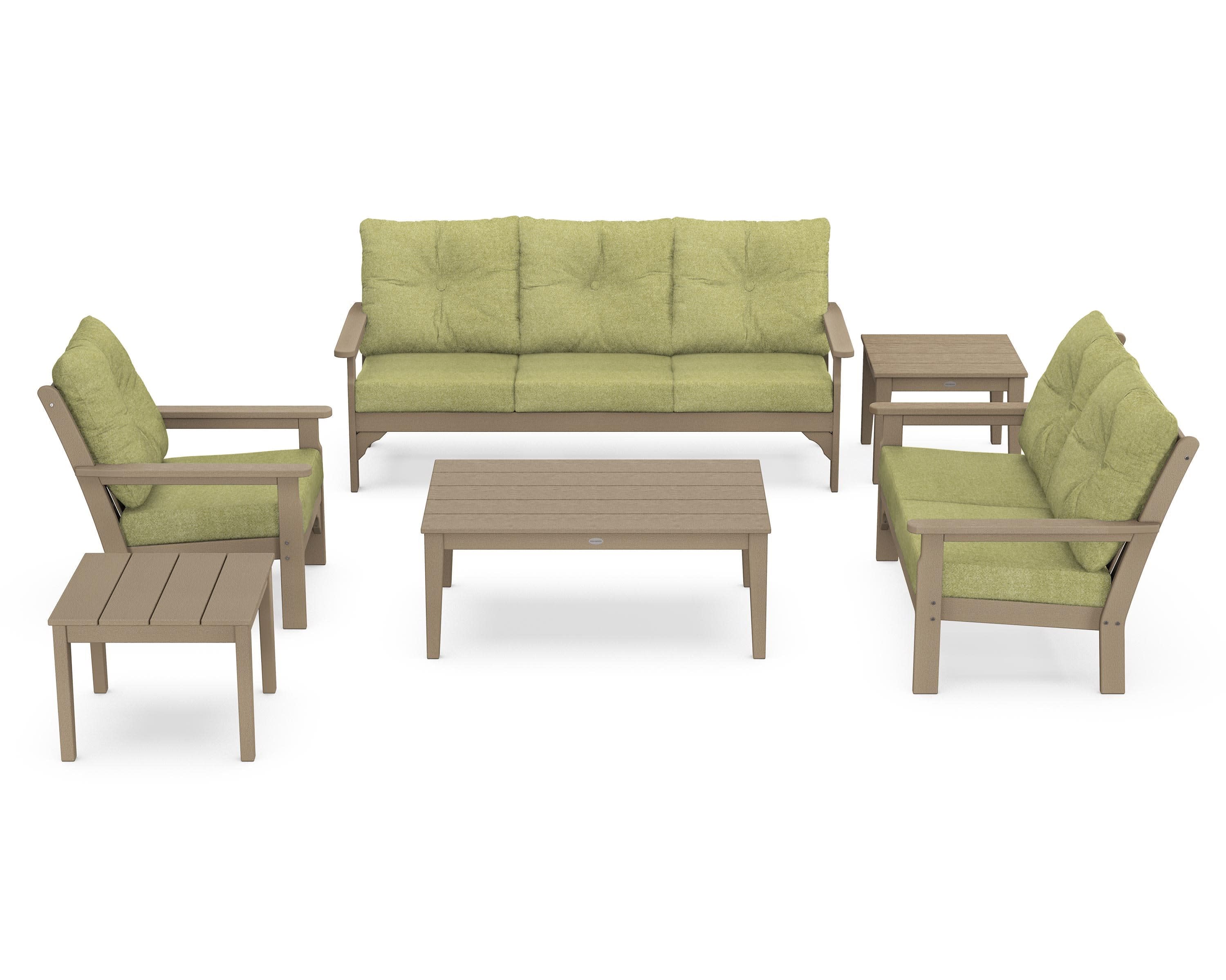 Vineyard 6-Piece Deep Seating Set in Vintage Sahara / Chartreuse Boucle