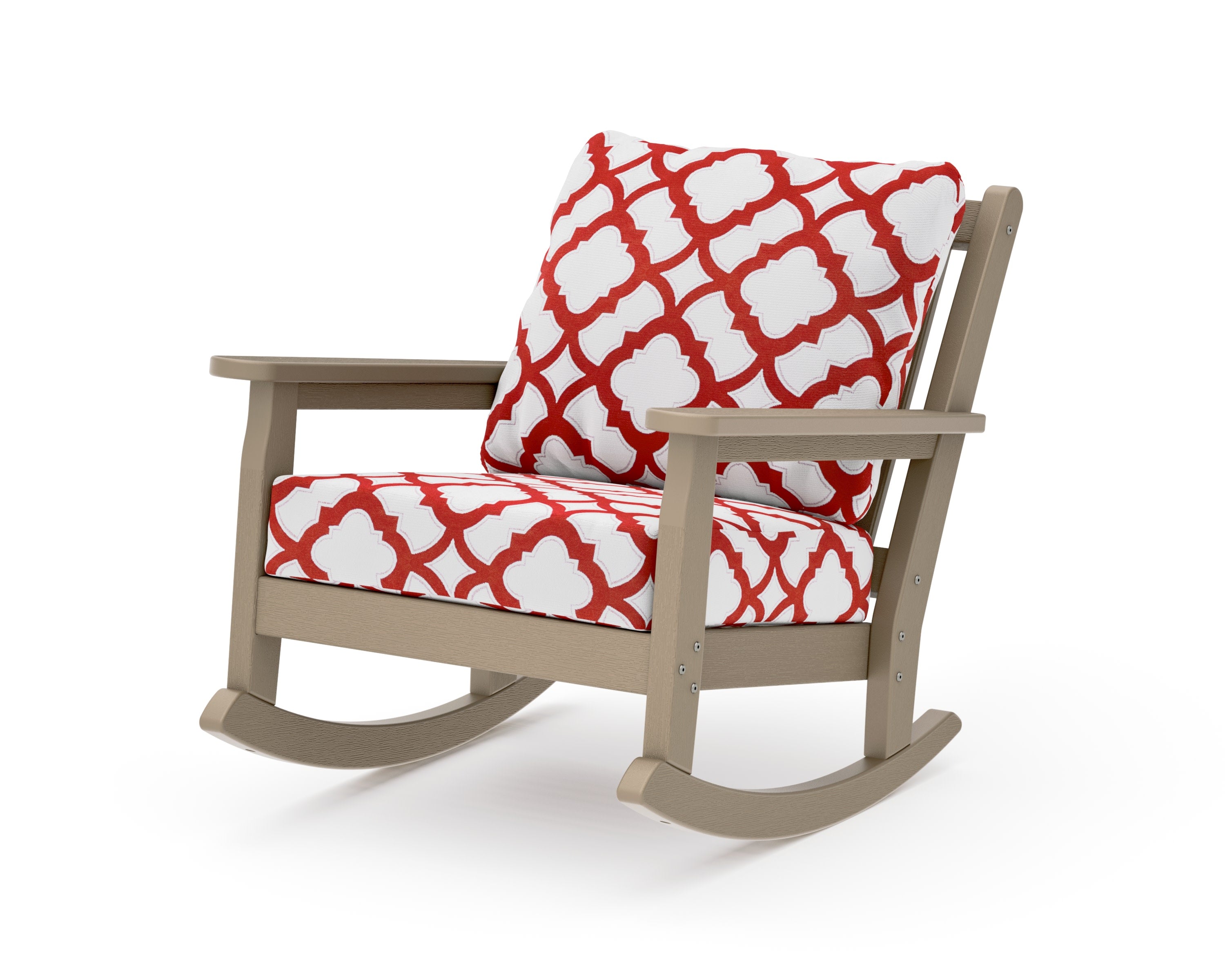 Chippendale Deep Seating Rocking Chair in Vintage Sahara / Trellis Crimson