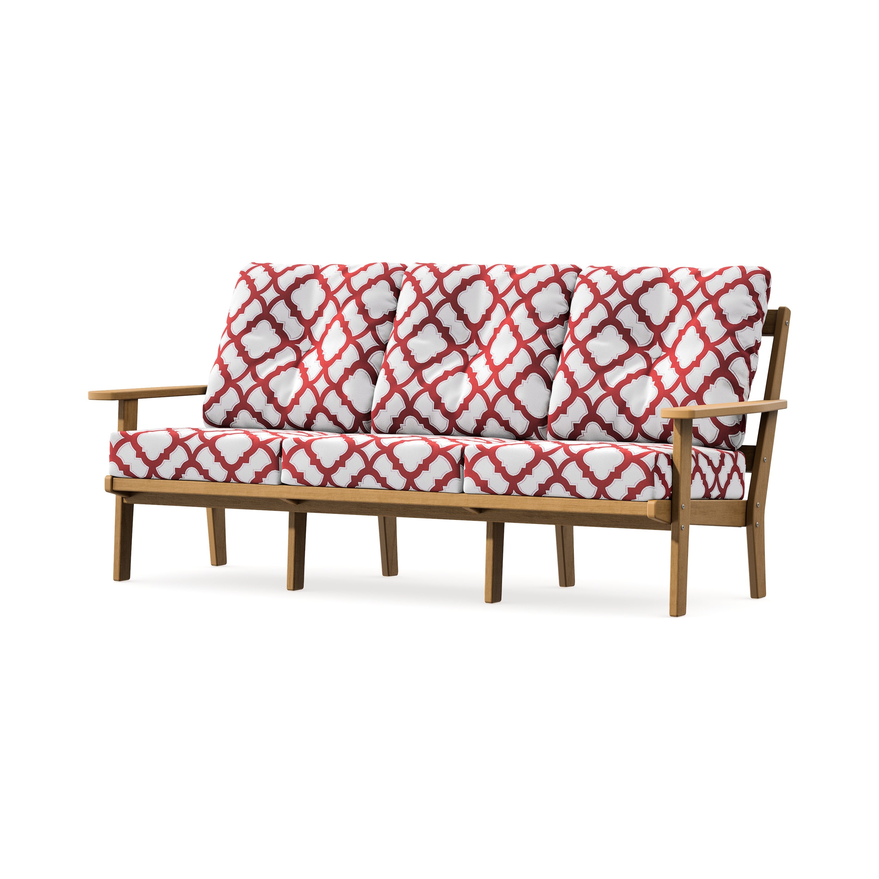 Oxford Deep Seating Sofa in Natural / Trellis Crimson