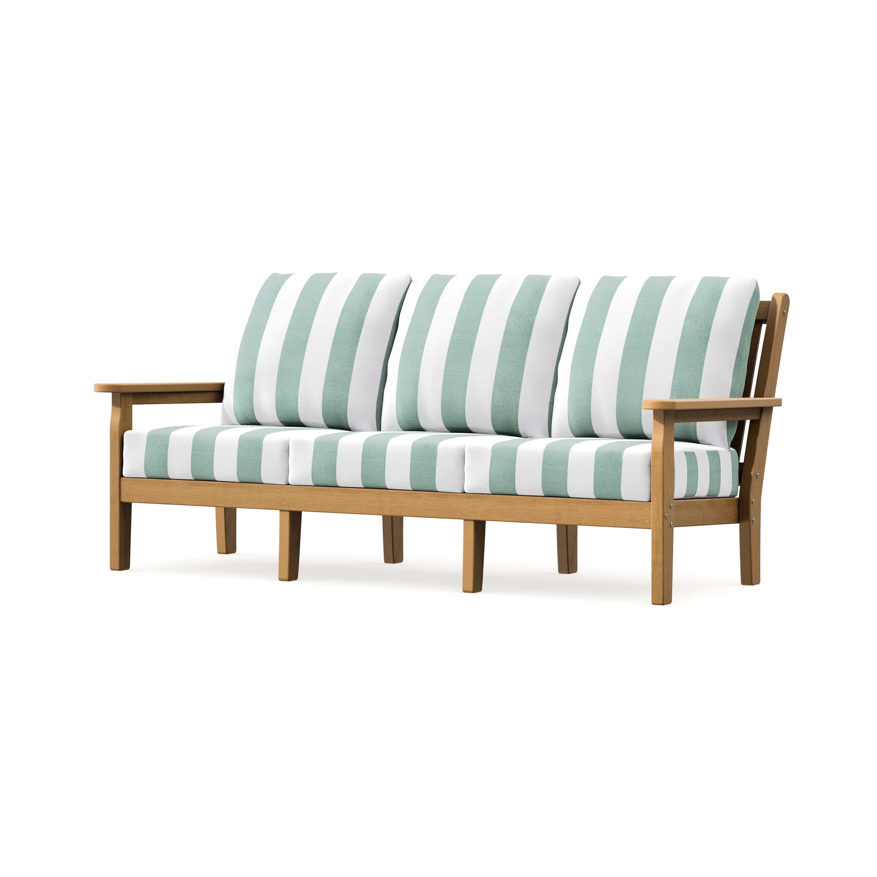 Chippendale Deep Seating Sofa in Natural / Cabana Stripe Glacier Spa