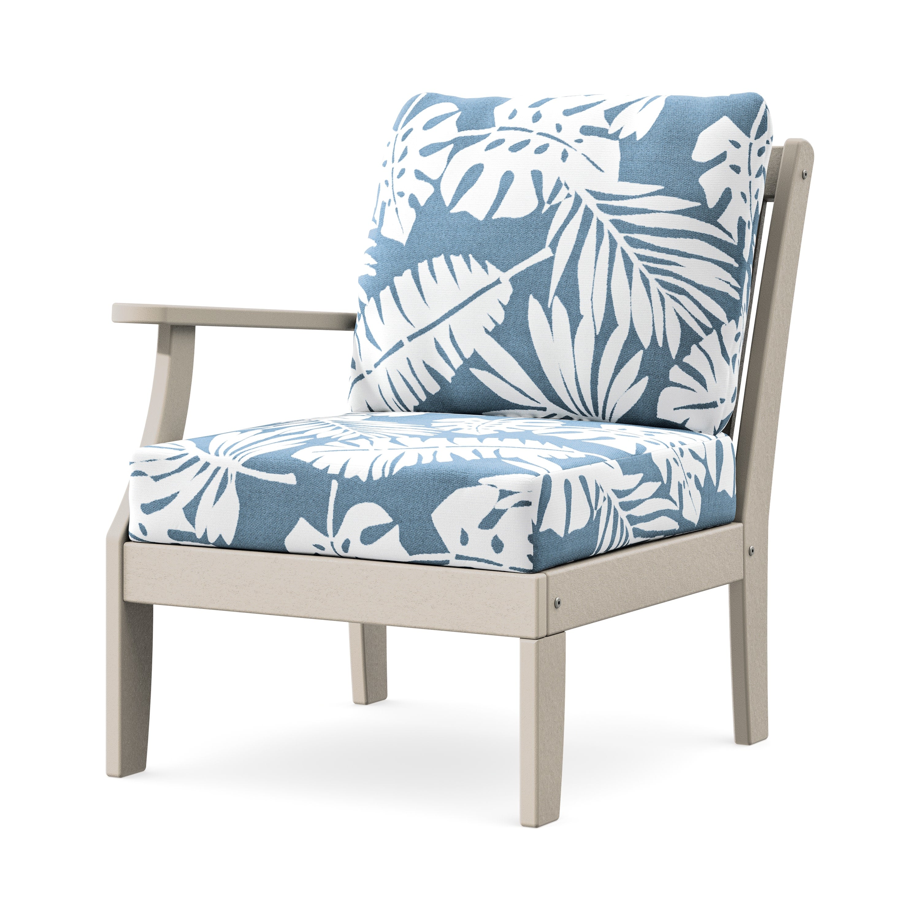 Braxton Modular Left Arm Chair in Sand / Leaf Sky Blue