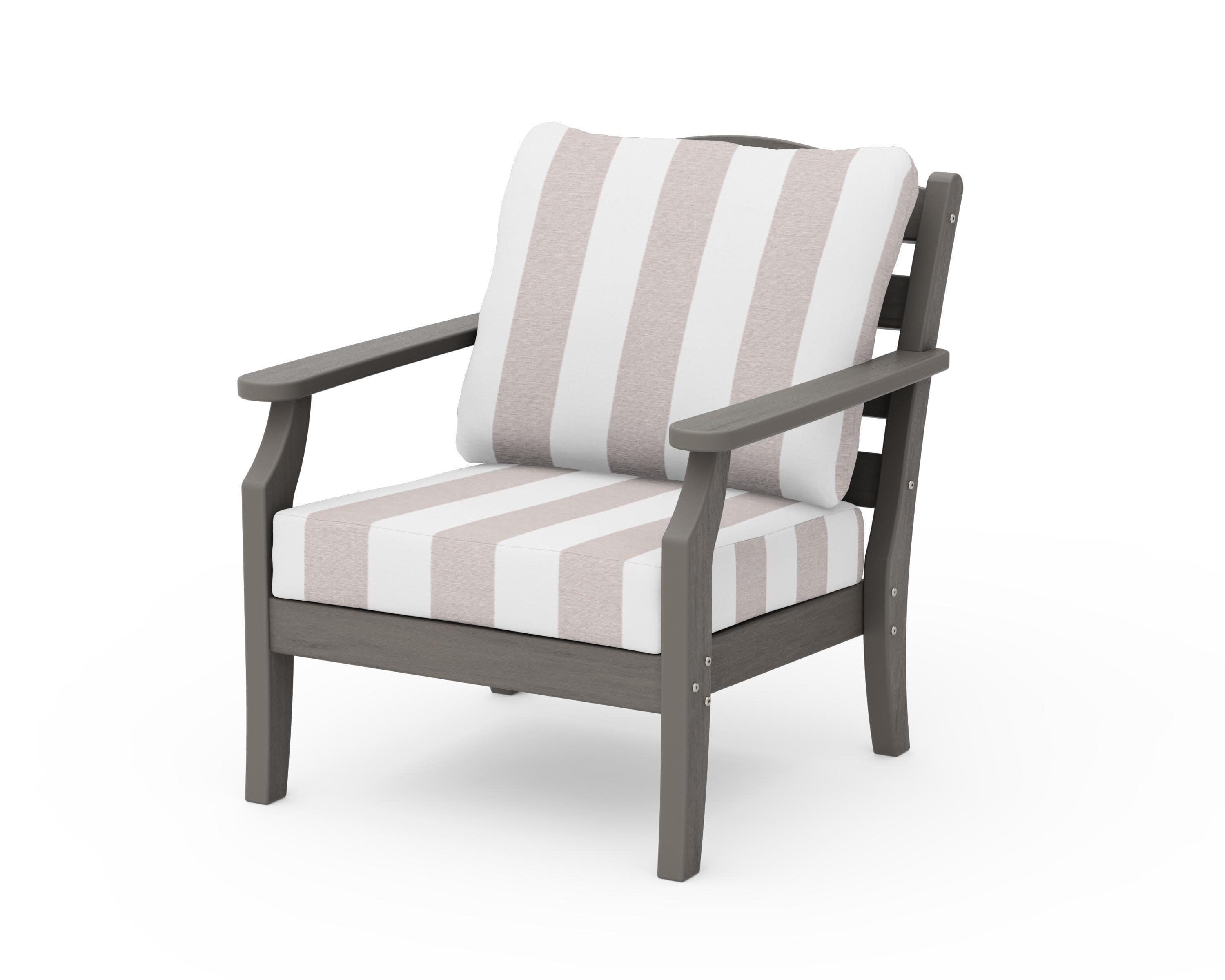Savannah Deep Seating Chair in Driftwood / Cabana Stripe Dune Burlap