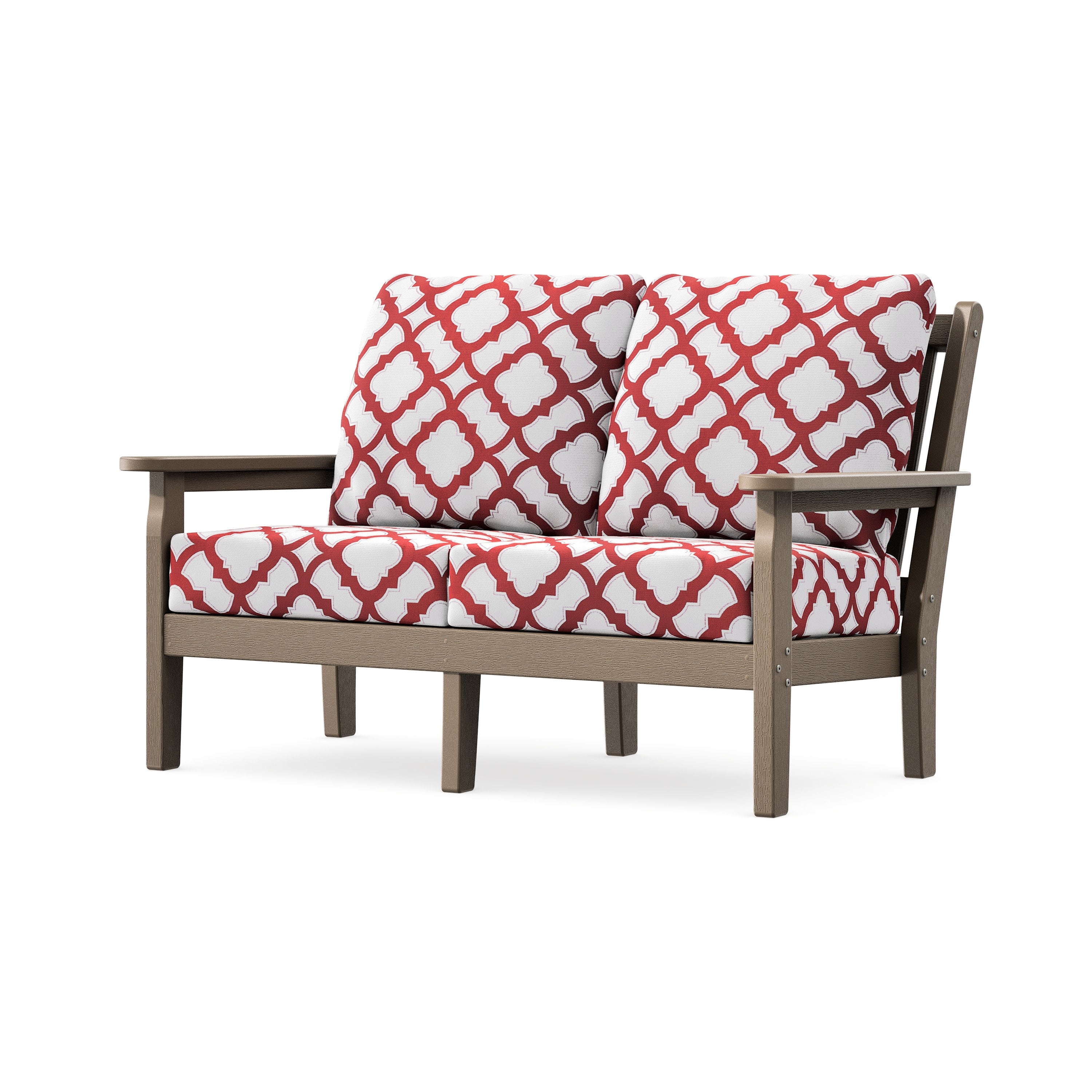 Chippendale Deep Seating Loveseat in Vintage Sahara / Trellis Crimson