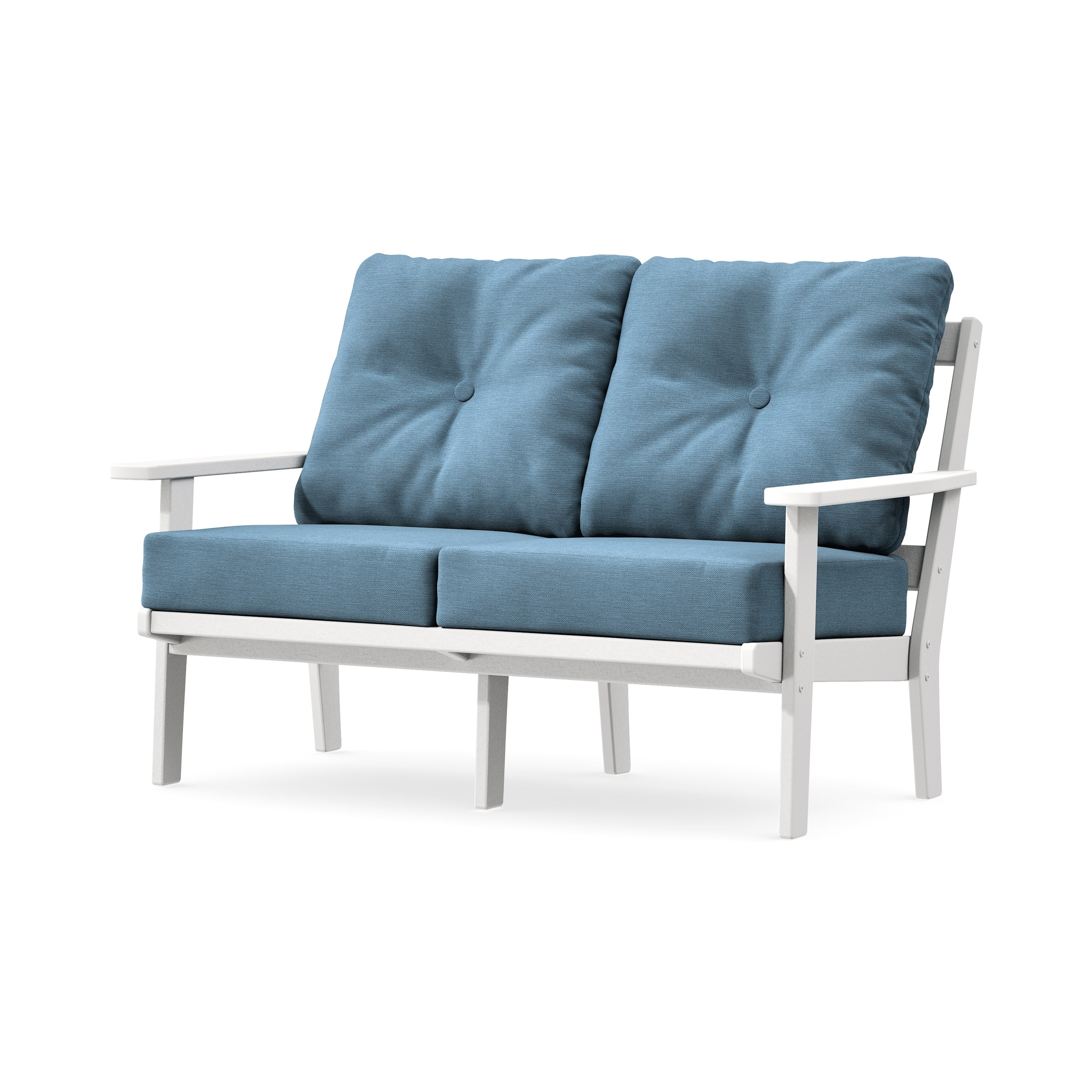 Oxford Deep SeatingLoveseat in White / Sky Blue