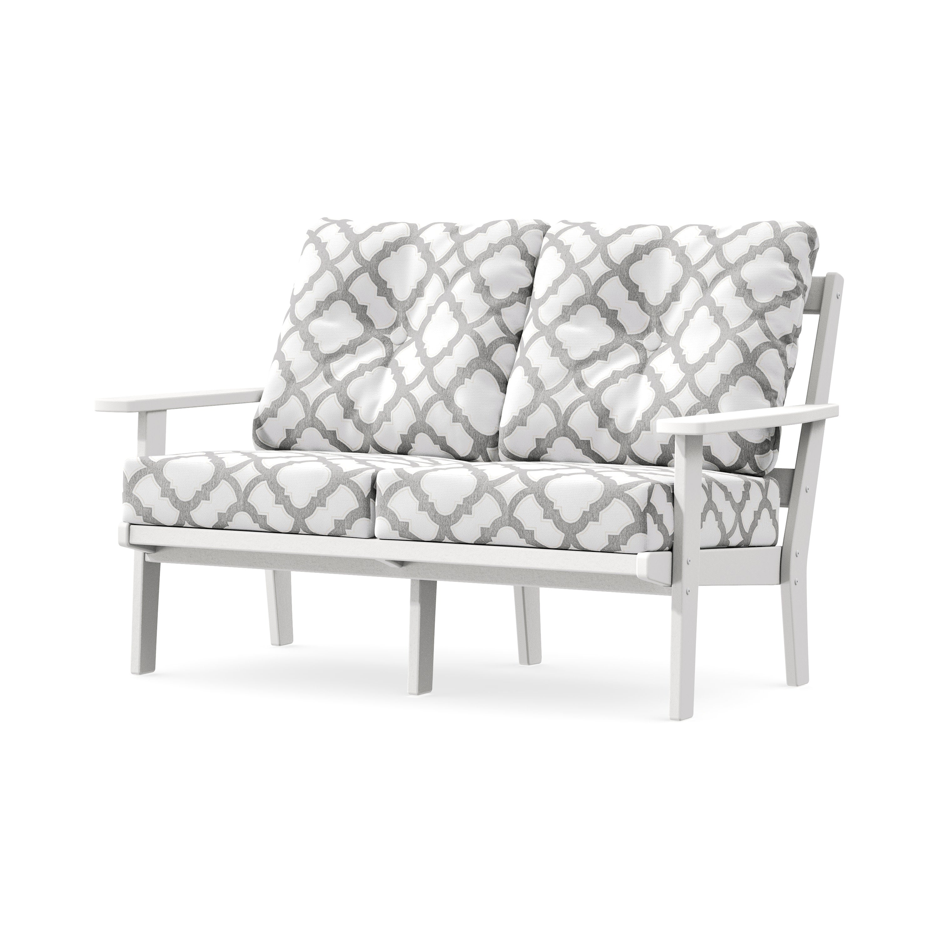 Oxford Deep SeatingLoveseat in White / Trellis Grey Mist