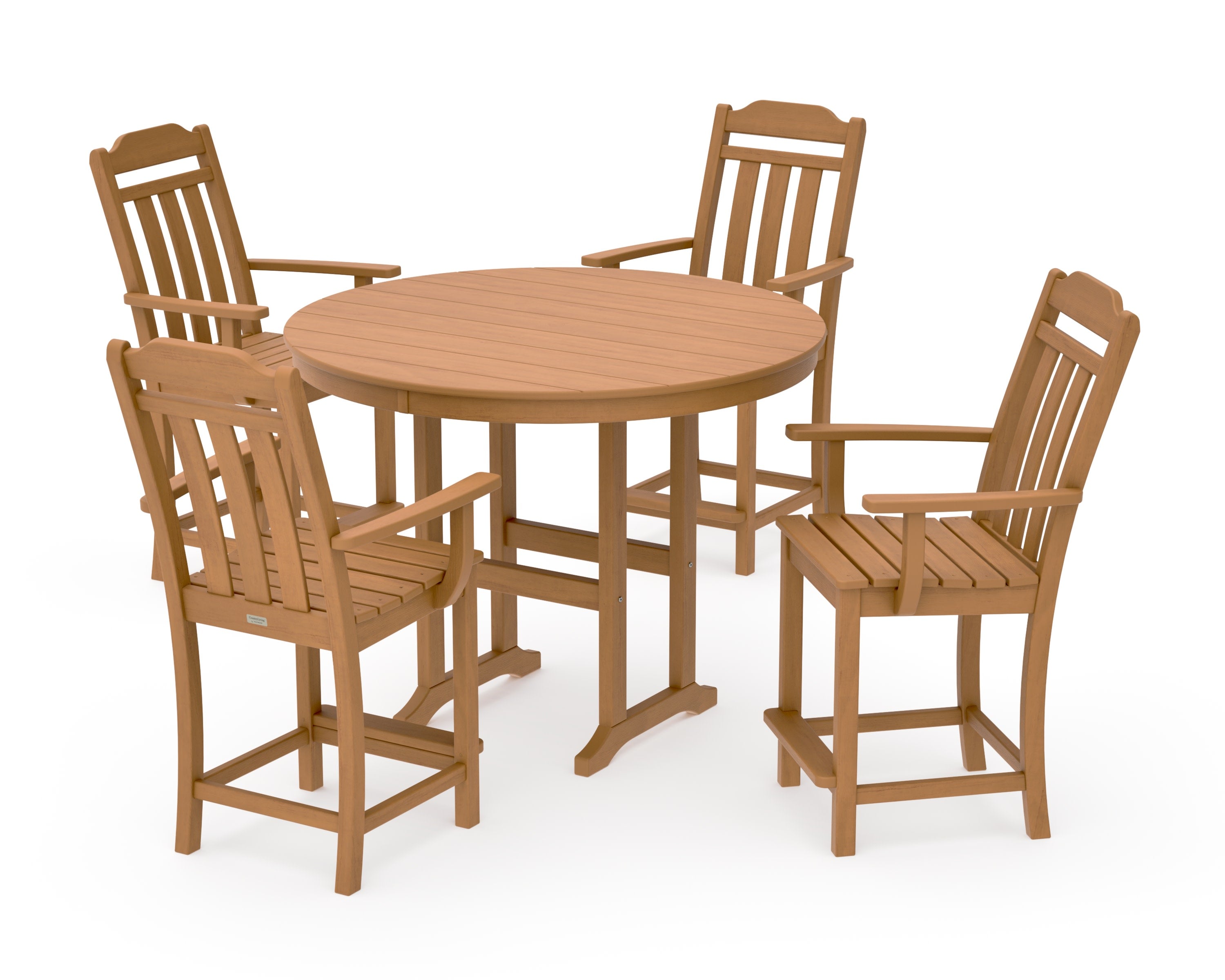 Cottage 5-Piece Round Farmhouse Counter Set in Natural
