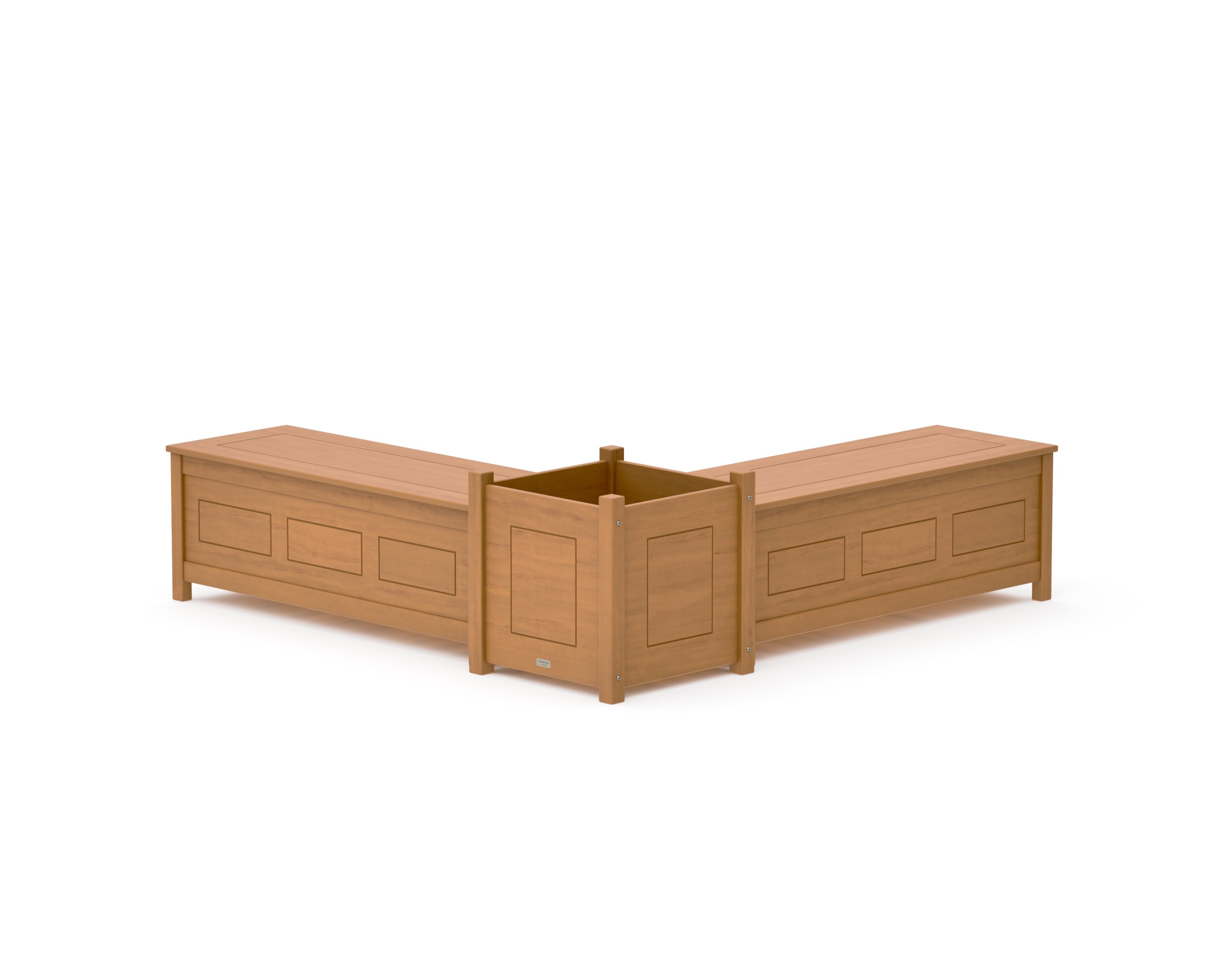 48" Country Living L- Shaped Planter Storage Bench Set- Large in Natural