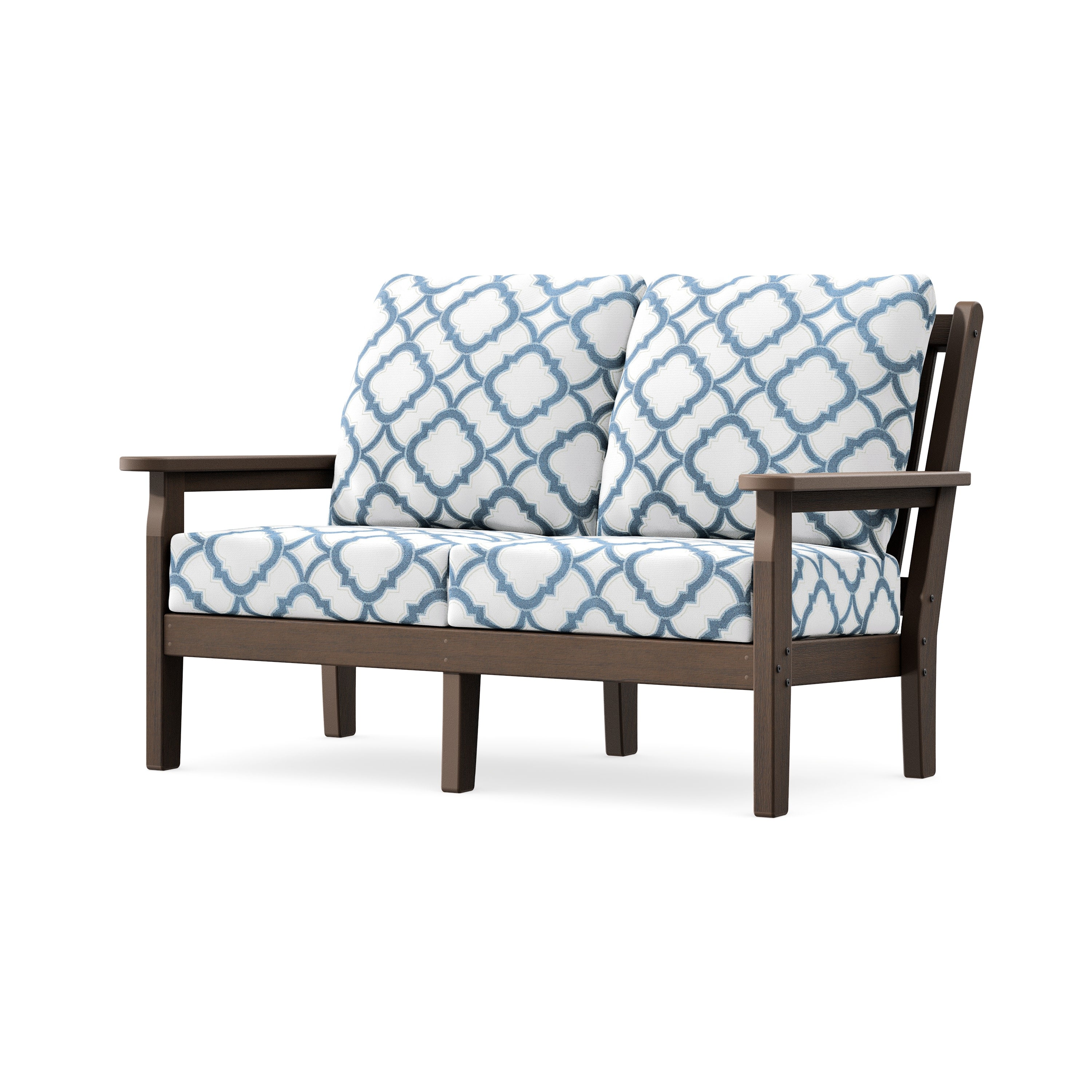 Chippendale Deep Seating Loveseat in Kona / Trellis Sky Blue