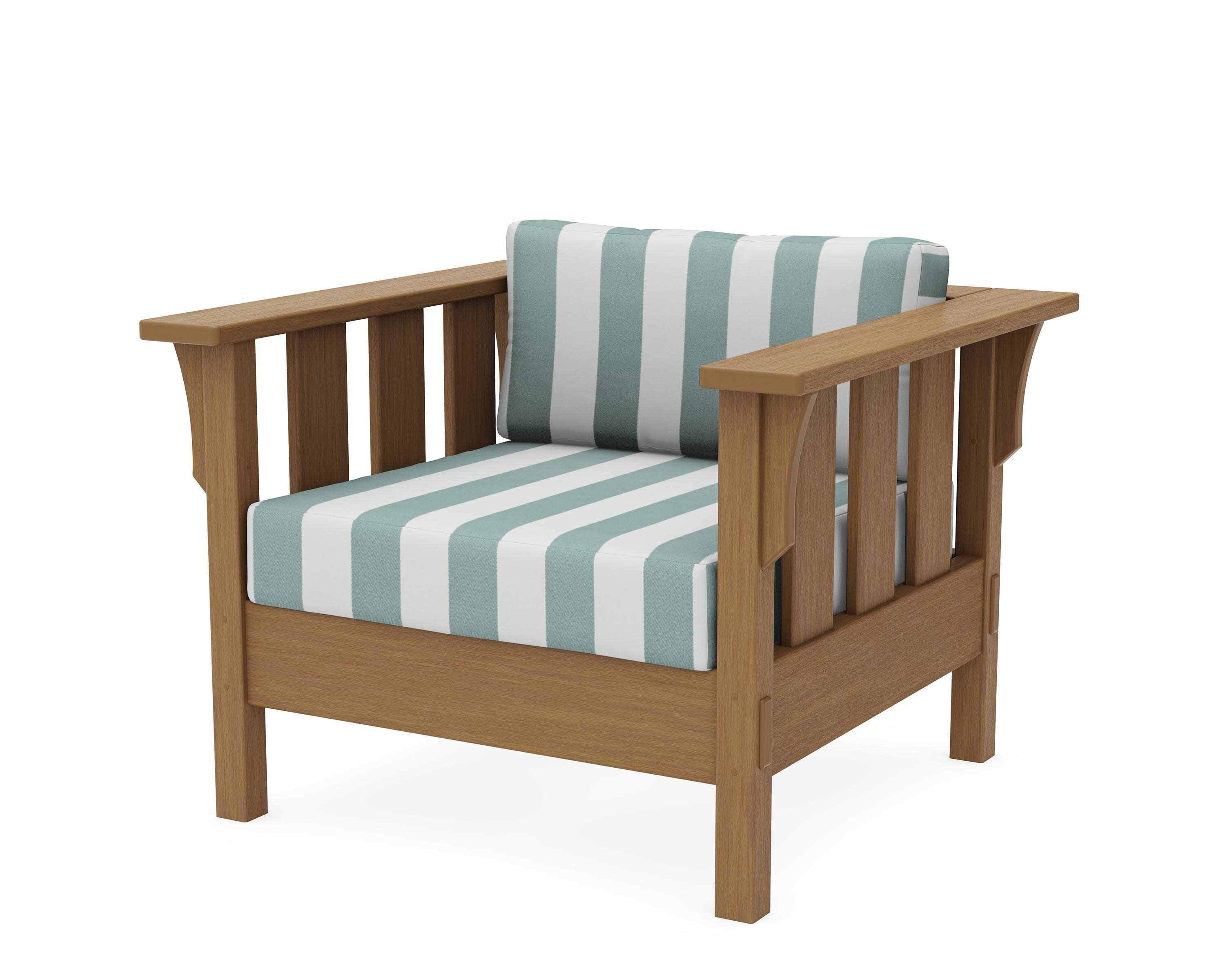 Acadia Deep Seating Chair in Natural / Cabana Stripe Glacier Spa