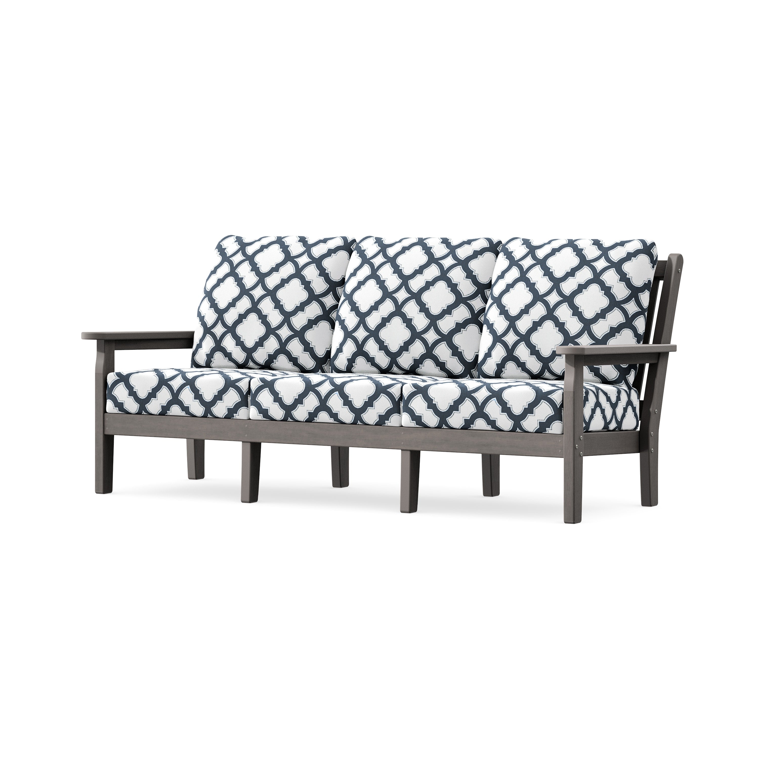 Chippendale Deep Seating Sofa in Driftwood / Trellis Marine Indigo