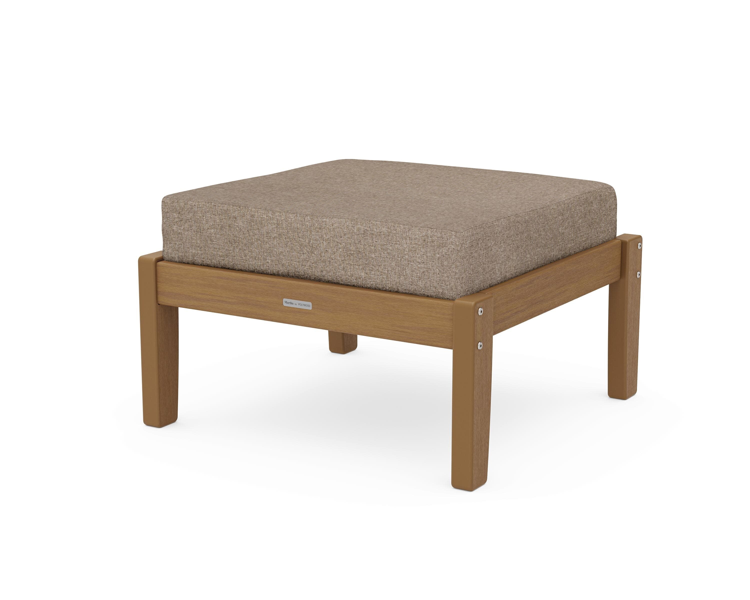 Chinoiserie Deep Seating Ottoman in Natural / Spiced Burlap