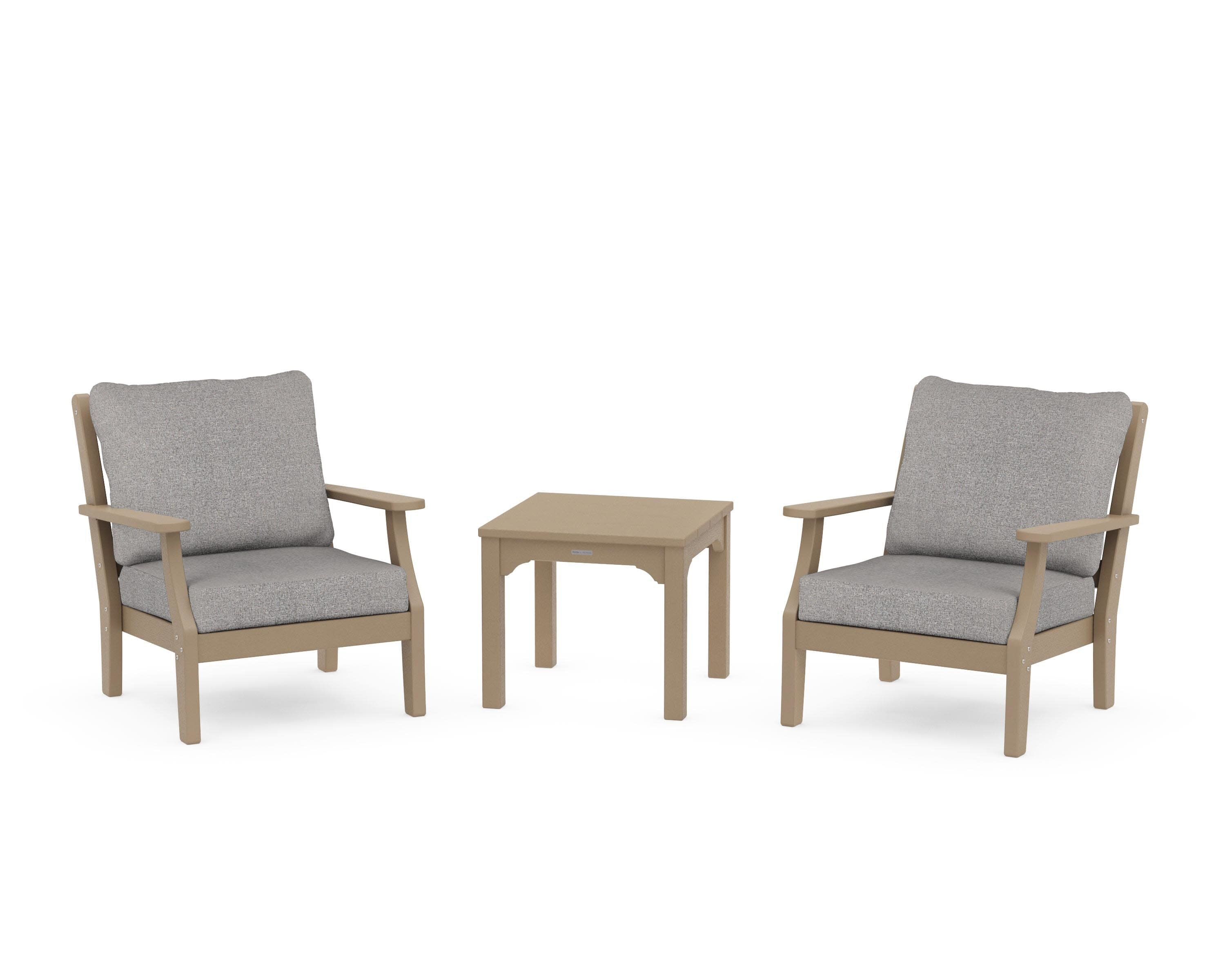 Chinoiserie 3-Piece Deep Seating Set in Vintage Sahara / Grey Mist