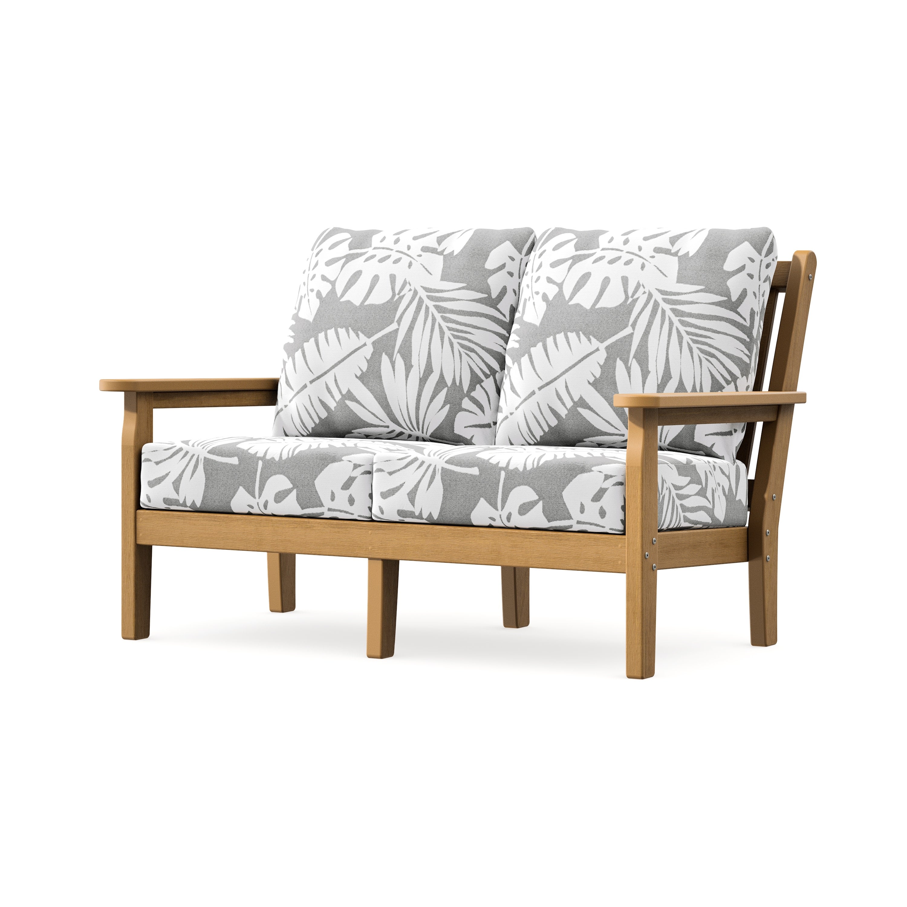 Chippendale Deep Seating Loveseat in Natural / Leaf Grey Mist
