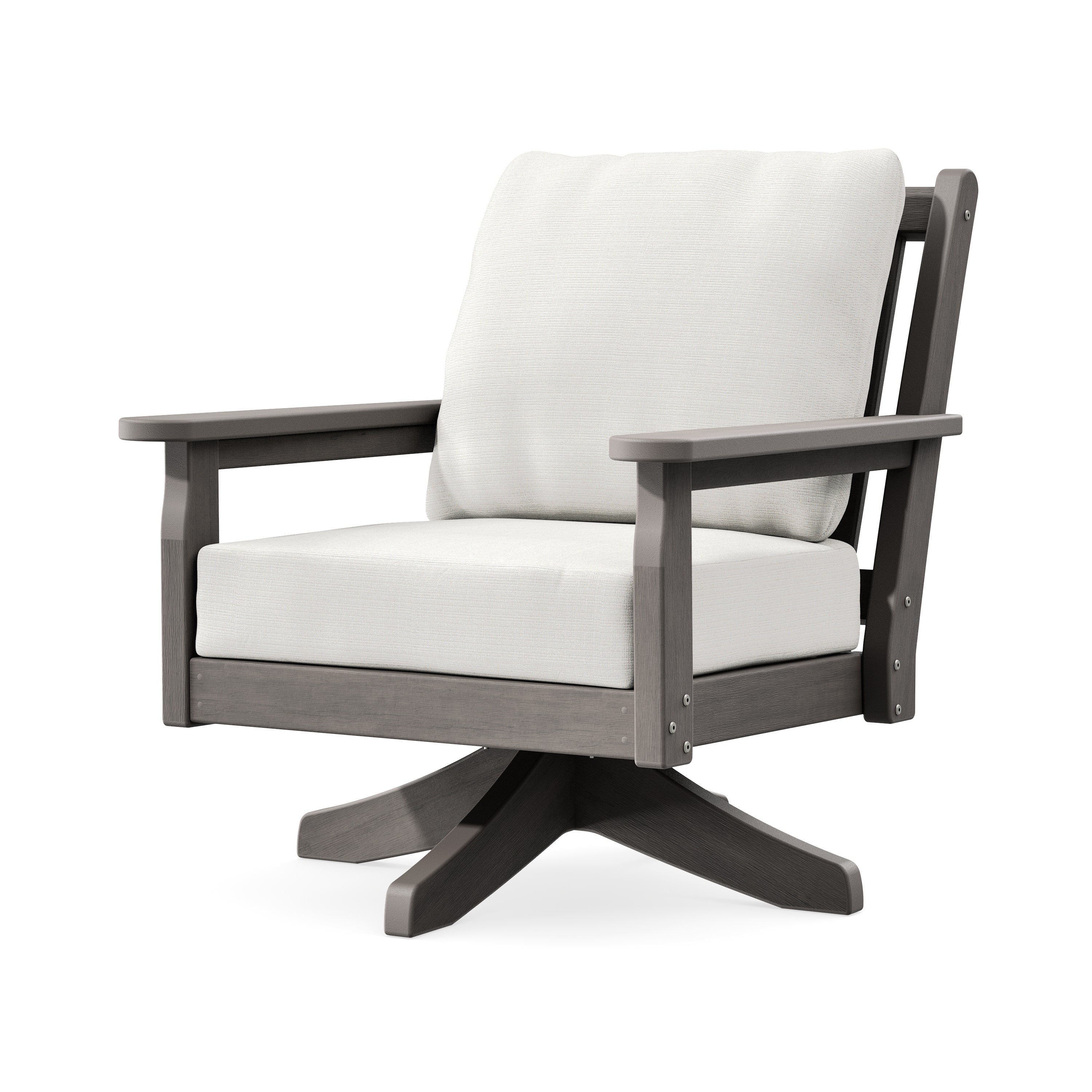 Chippendale Deep Seating Swivel Chair in Driftwood / Natural Linen