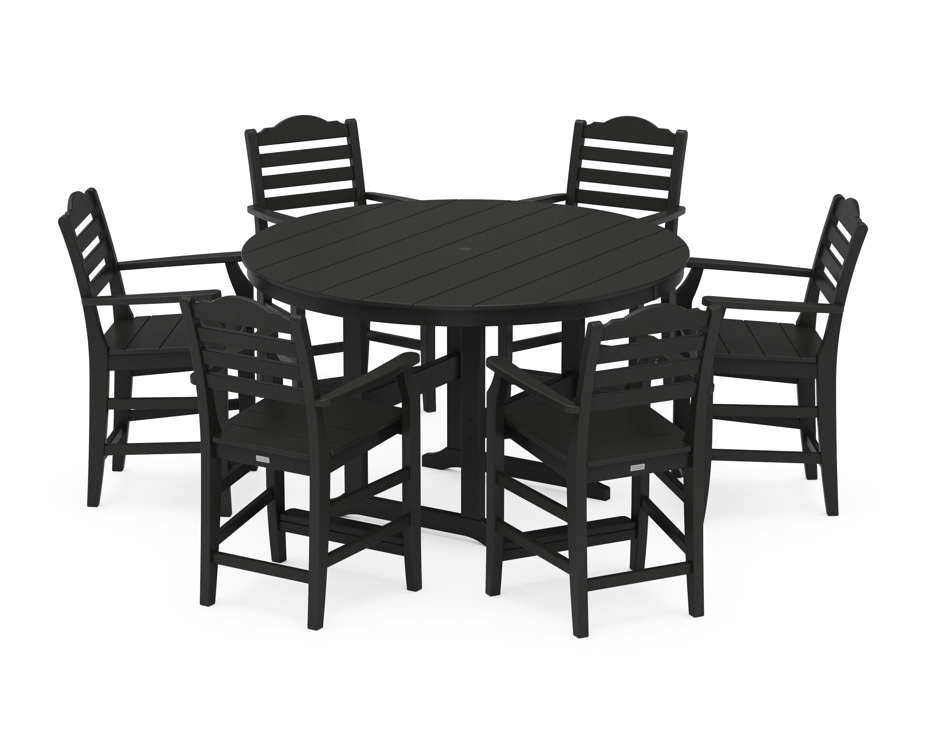Savannah 7-Piece Arm Chair Round Farmhouse Counter Set in Black