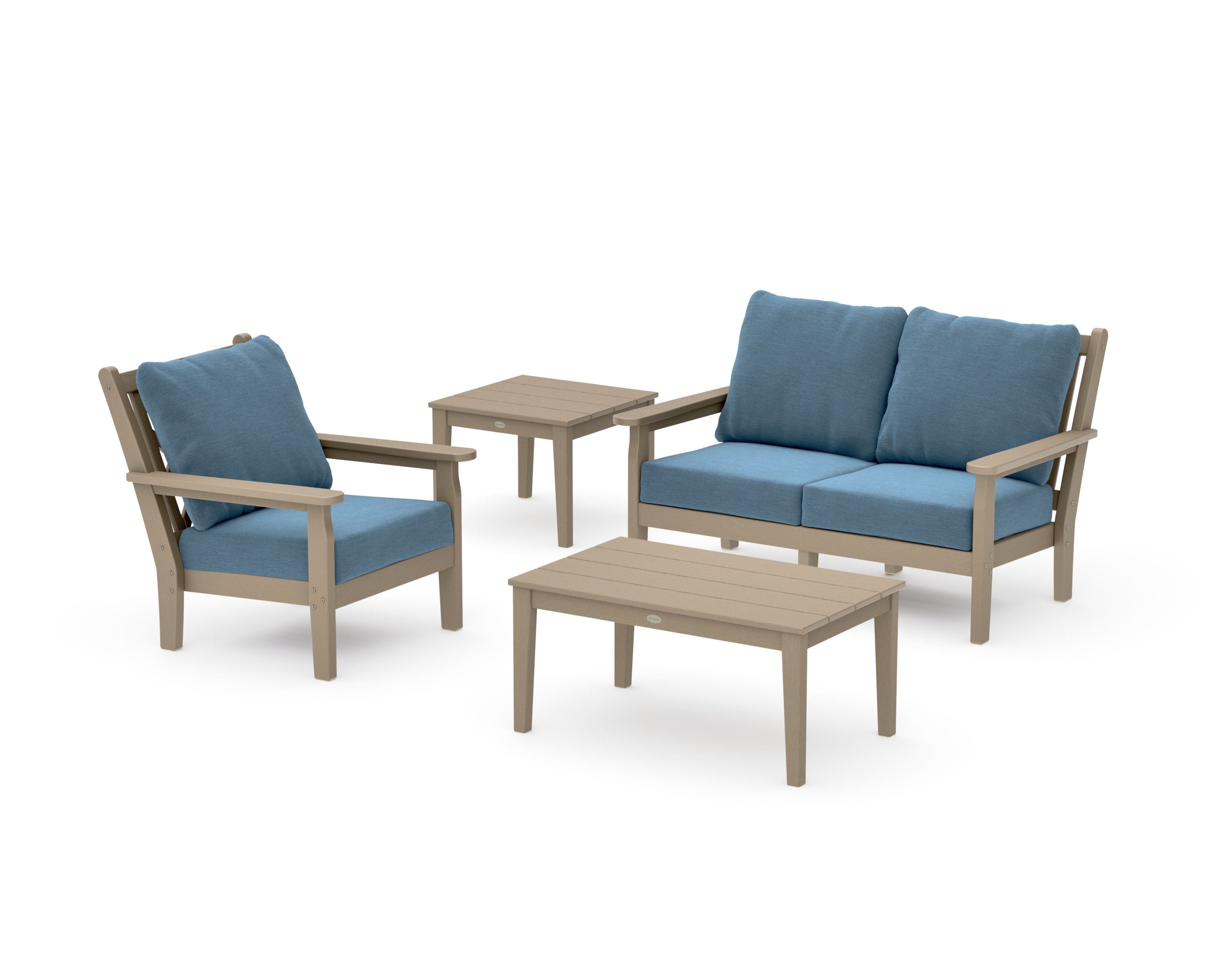 Chippendale 4-Piece Deep Seating Set in Vintage Sahara / Sky Blue